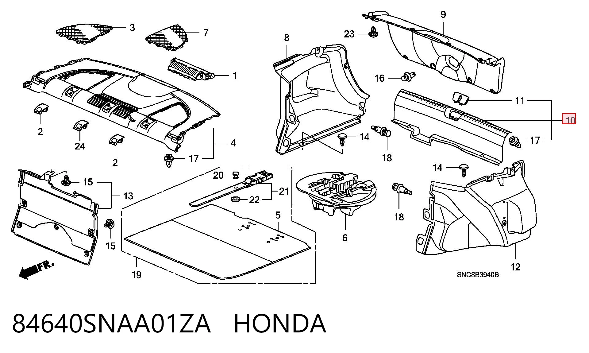 84640SNAA01ZA Honda Накладка бампера заднего, верхняя защитная (ступень-подножка)