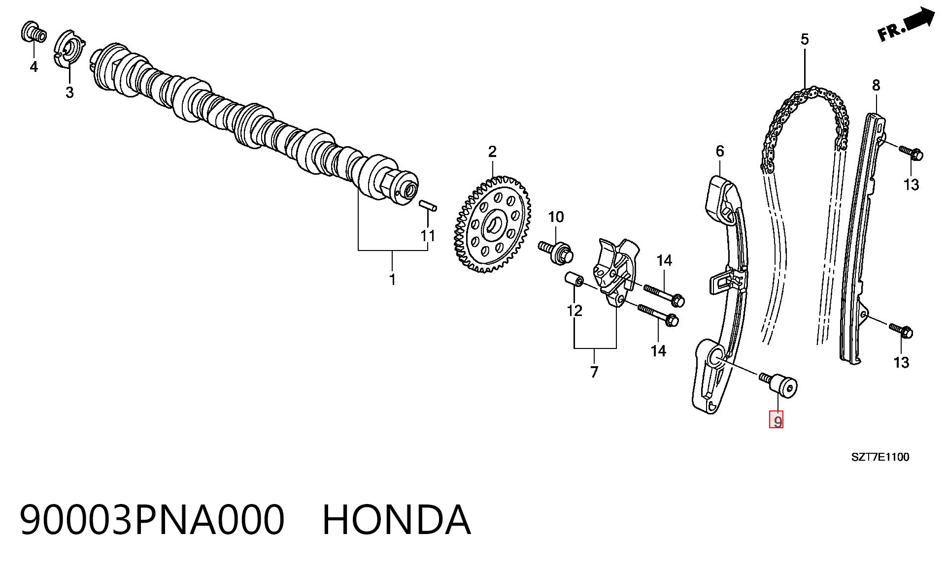 90003PNA000 Honda Болт натяжителя цепи ГРМ