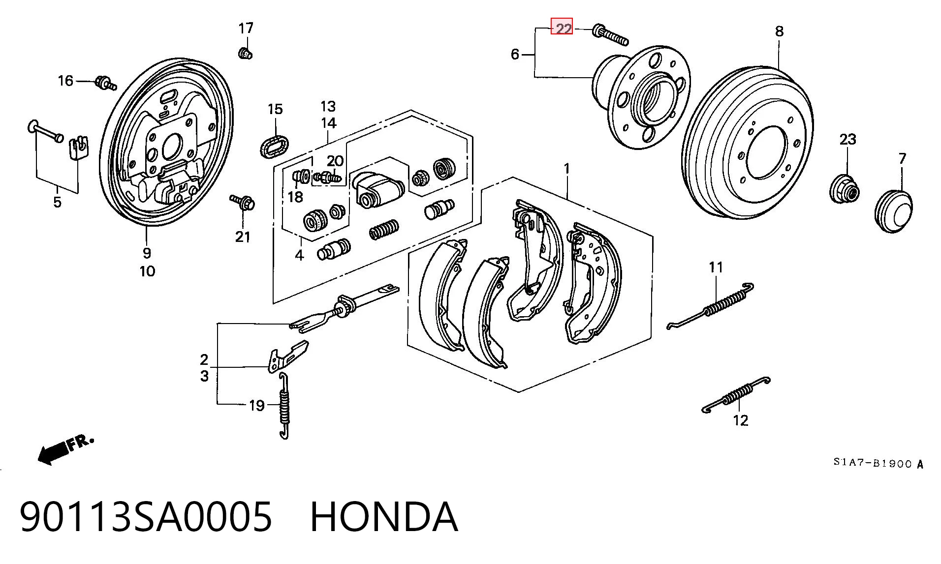 90113SA0005 Honda Шпилька колесная, задняя