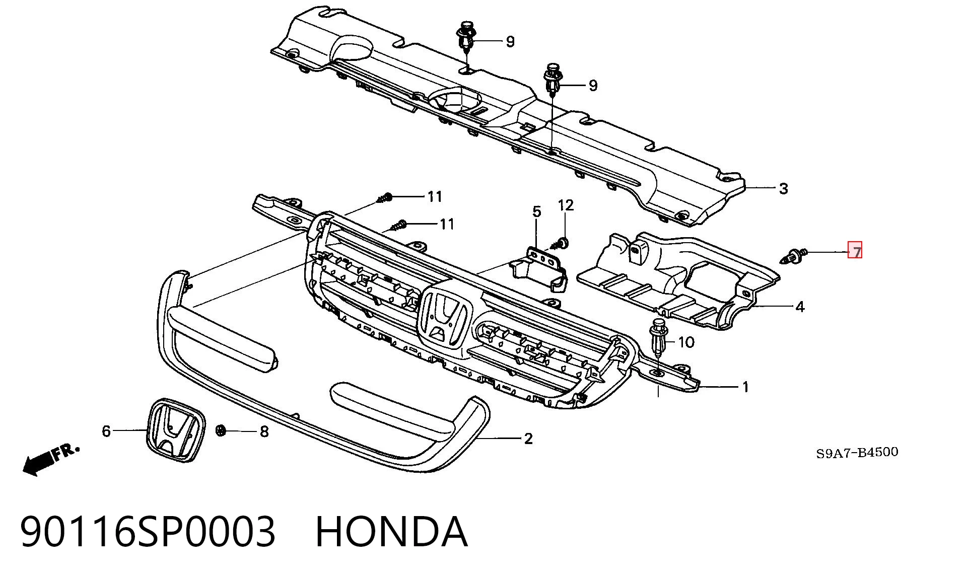 Купить 904670707122 Daihatsu Пистон крепления переднего бампера