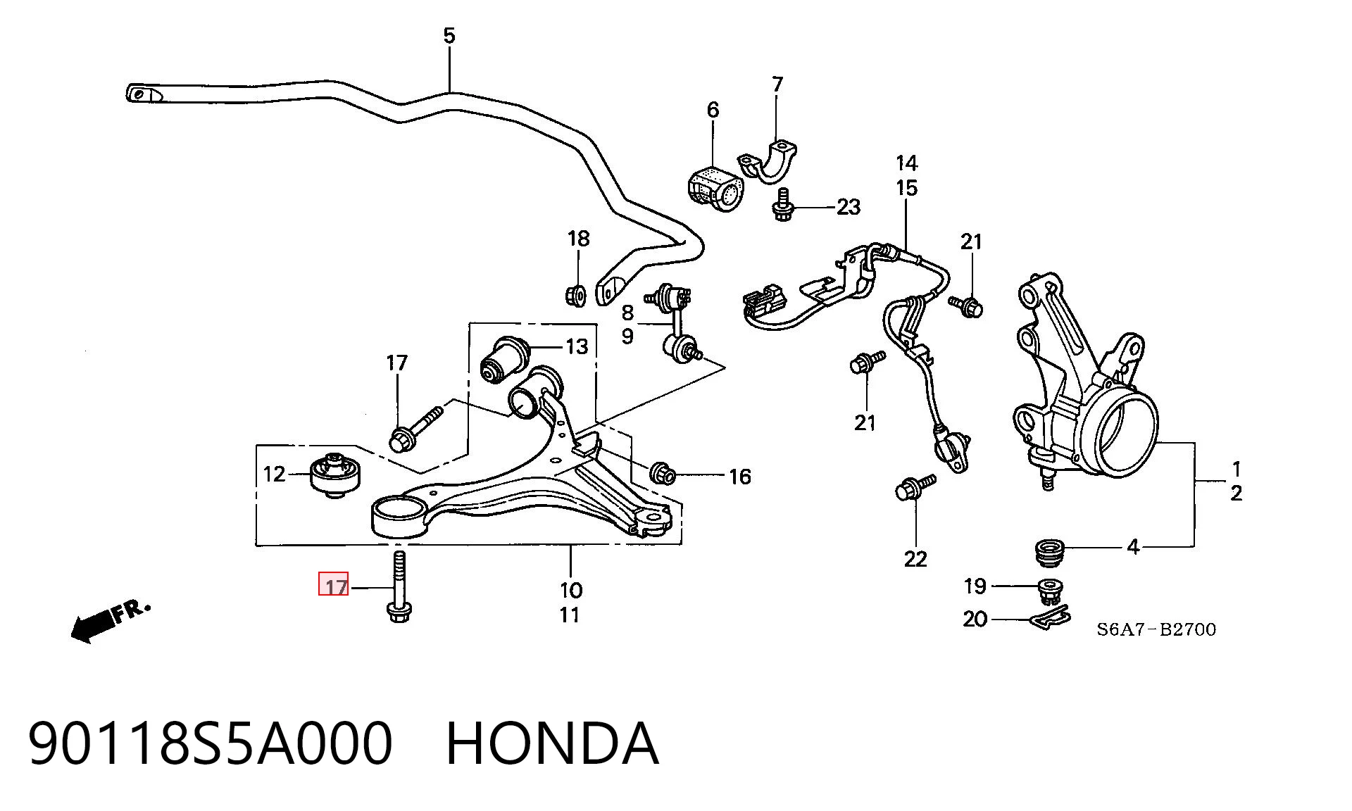 90118S5A000 Honda Болт крепления переднего рычага, нижнего