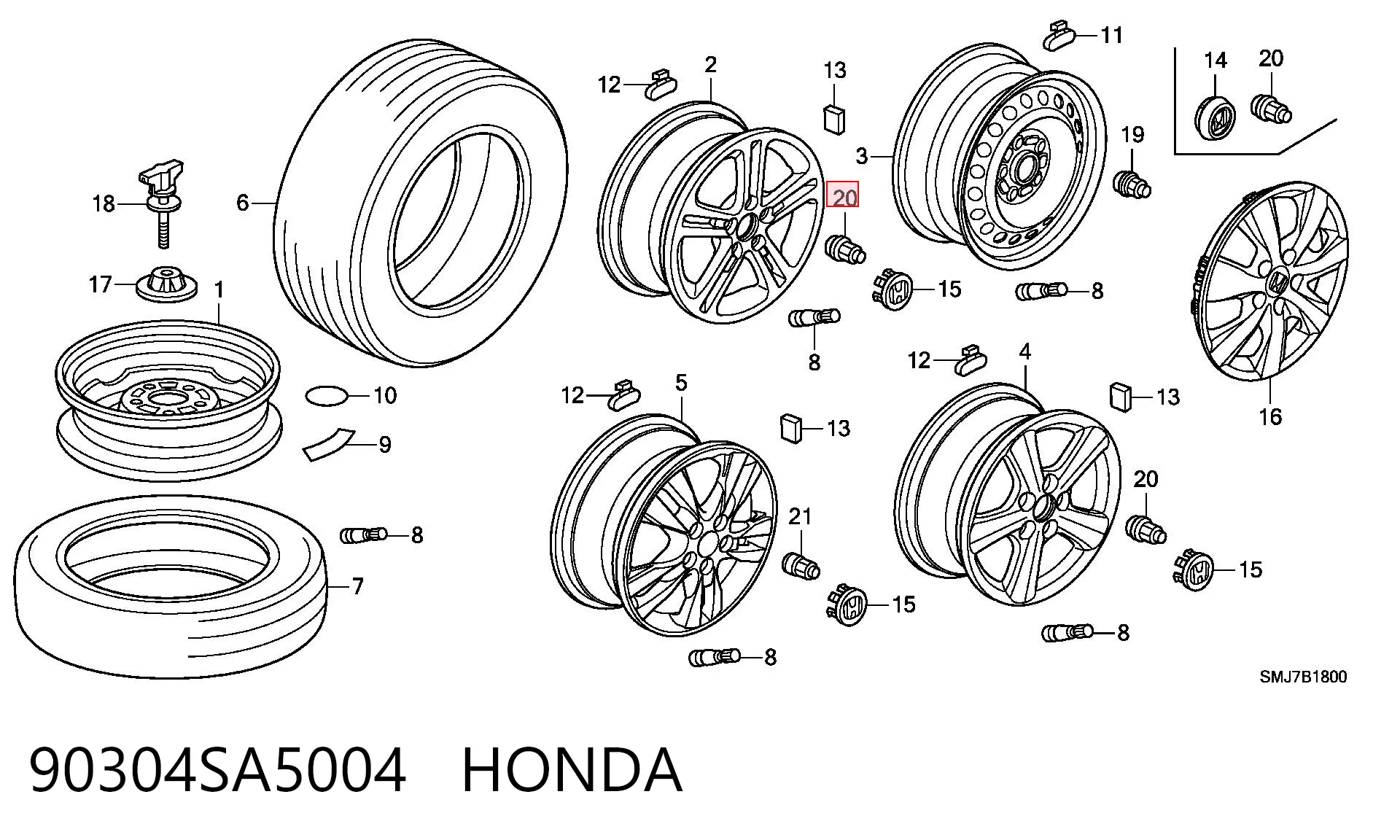 Гайка крепления колеса Acura MDX I внедорожник (YD1) (2001 - 2006) цена, от 4.05 USD