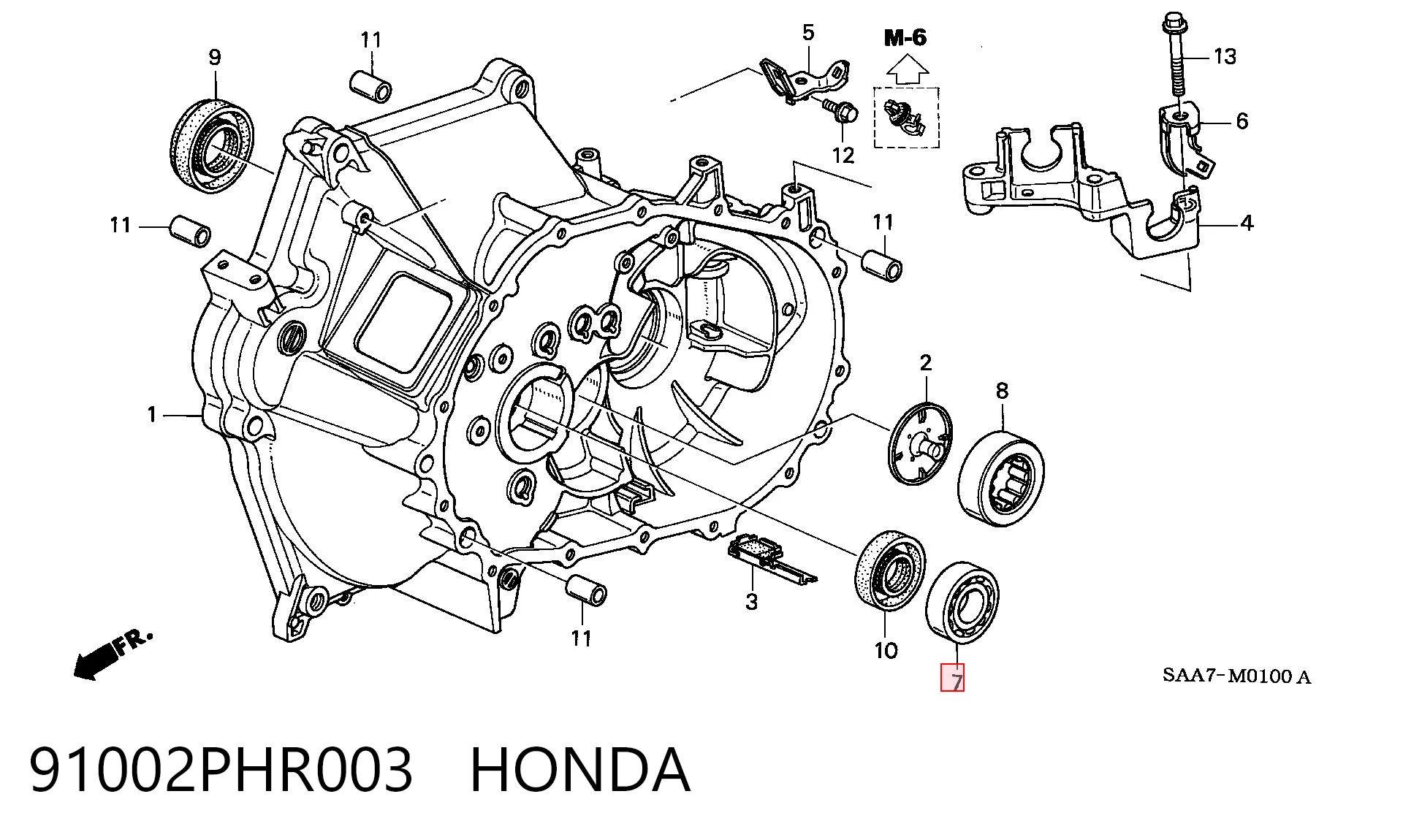 91002PHR003 Honda Подшипник главного вала КПП