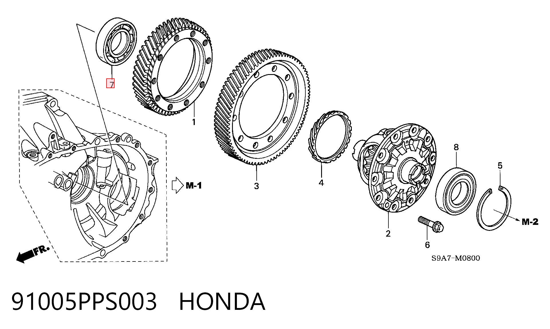 91005PPS003 Honda Сайлентблок раздаточной коробки