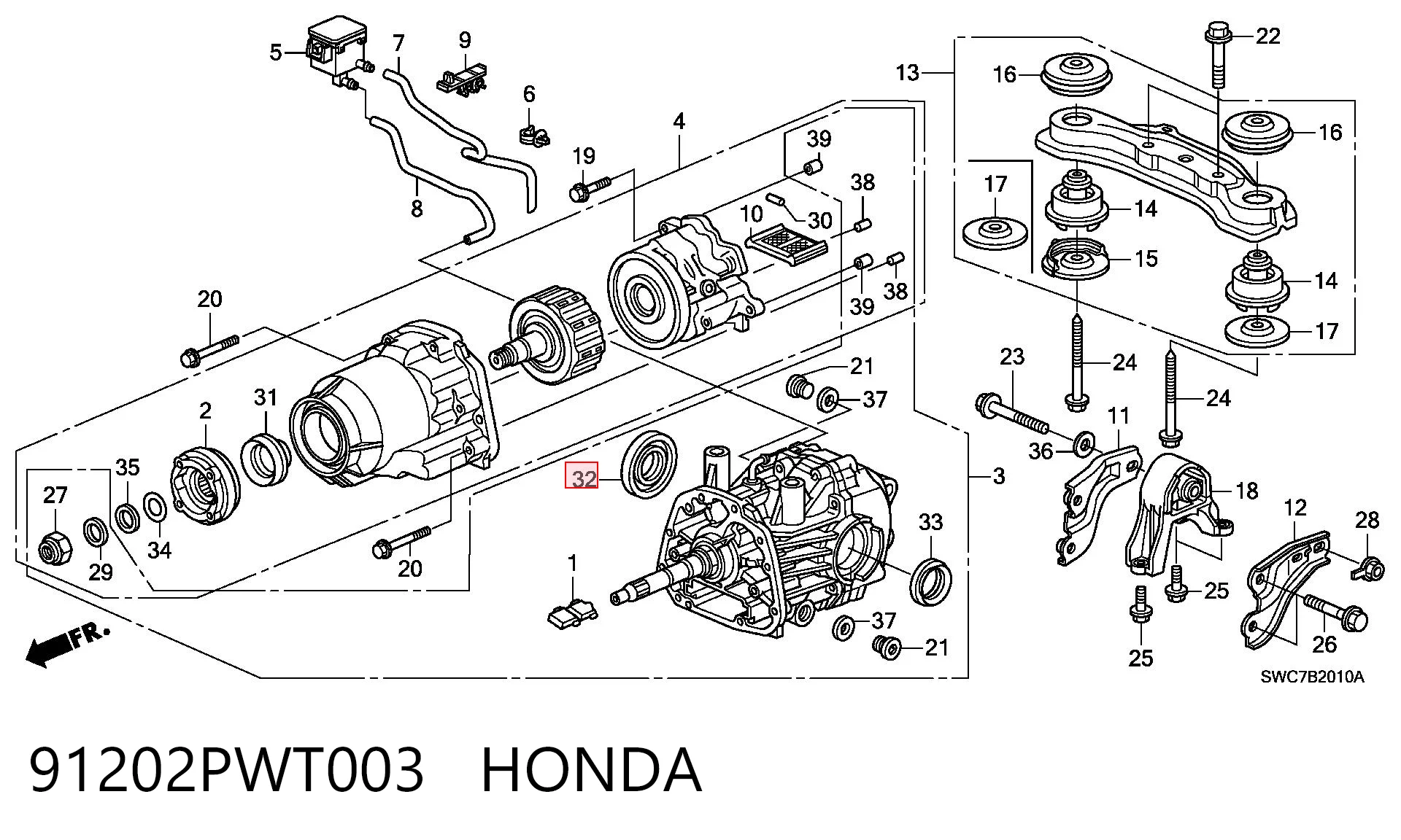 91202PWT003 Honda Сальник редуктора заднего моста