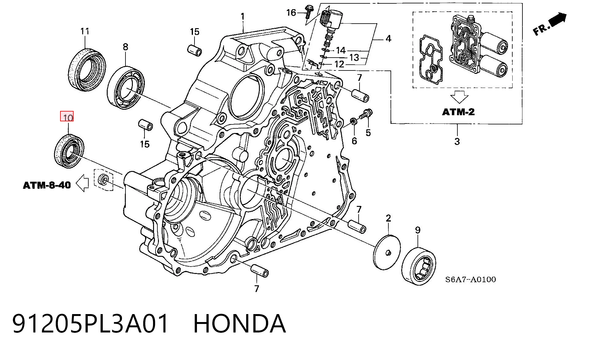 91205PL3A01 Honda Сальник полуоси переднего моста левой