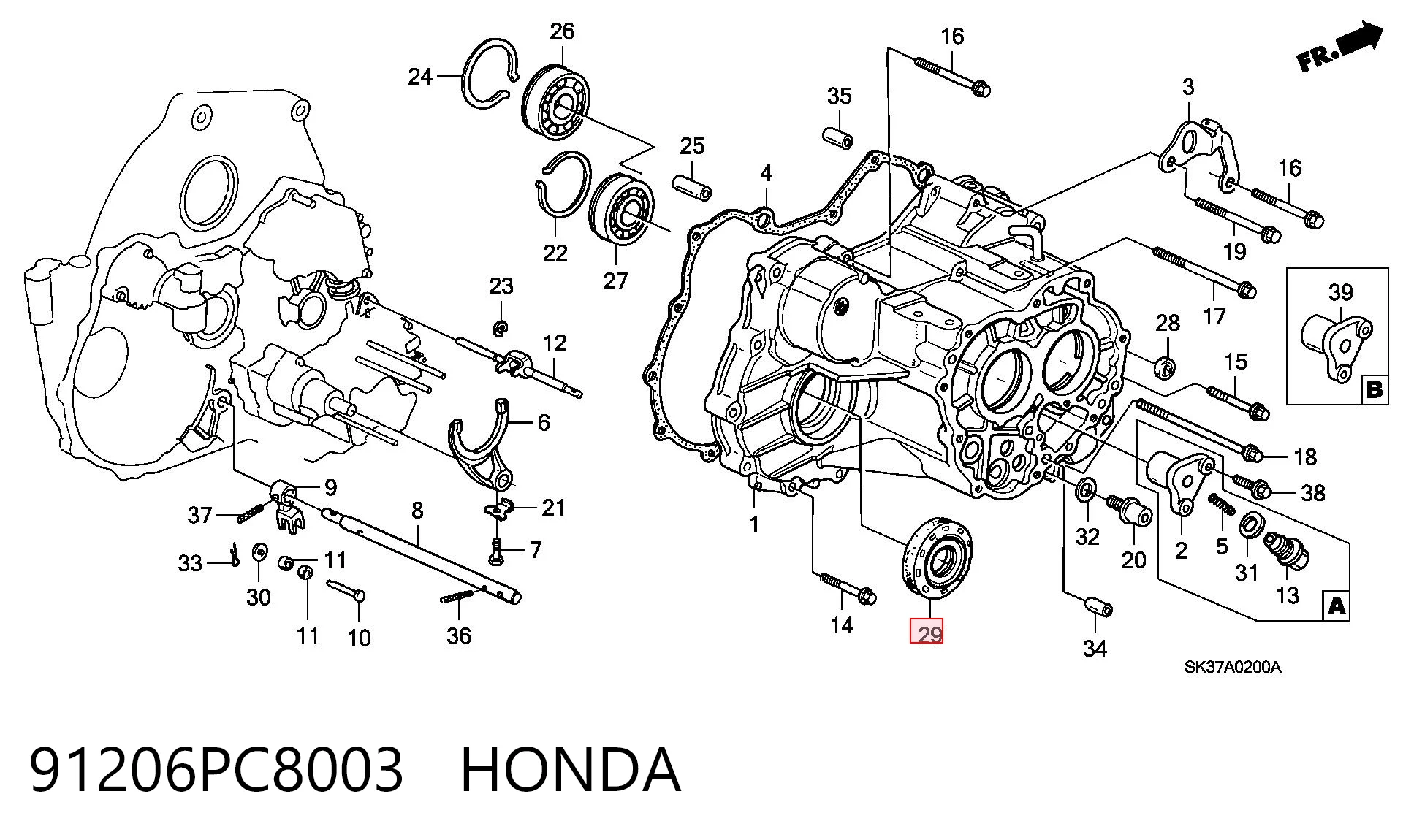 91206PC8003 Honda Сальник полуоси переднего моста, правой