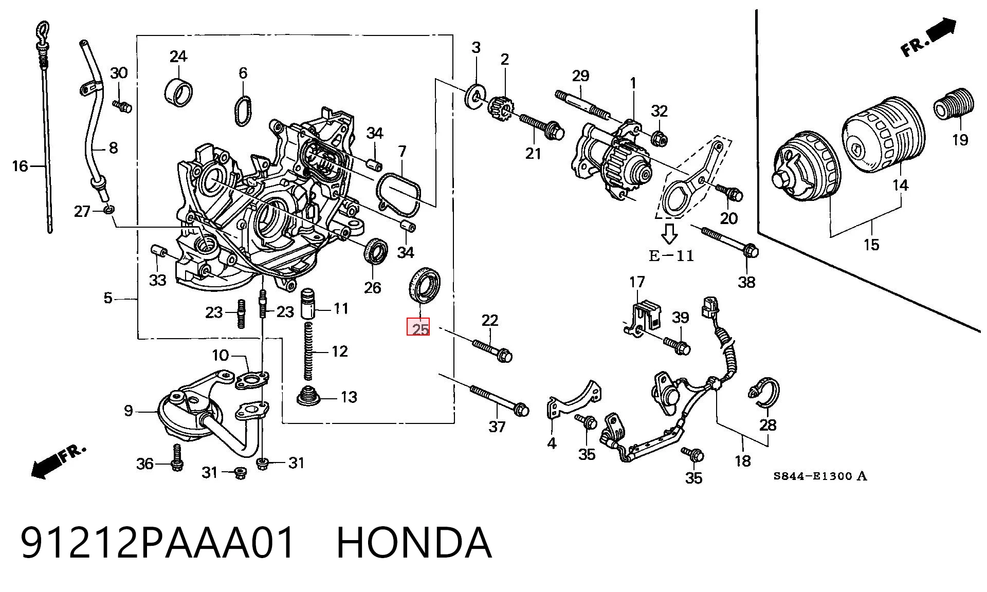 91212PAAA01 Honda Сальник коленвала двигателя, передний