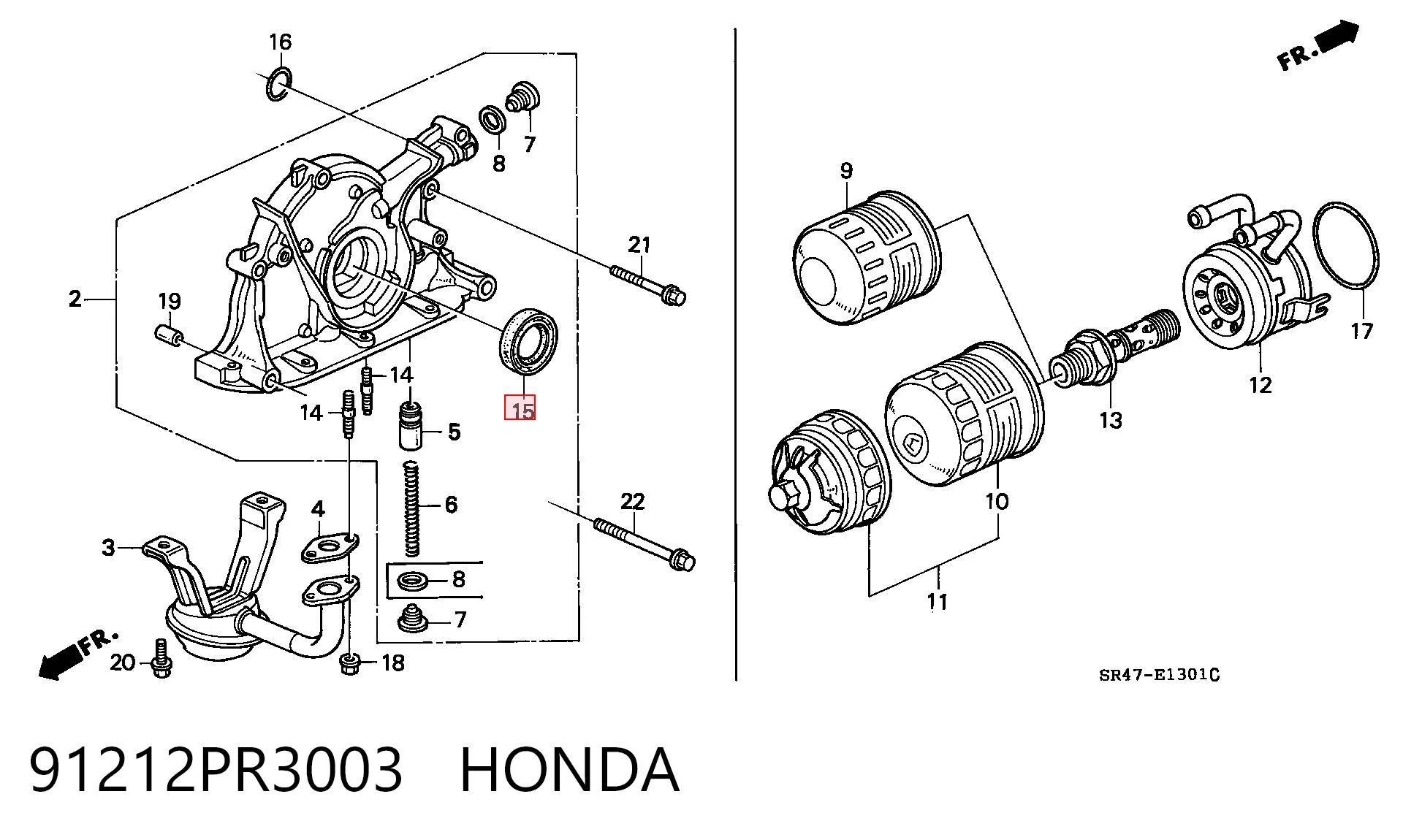 91212PR3003 Honda Сальник коленвала двигателя, передний
