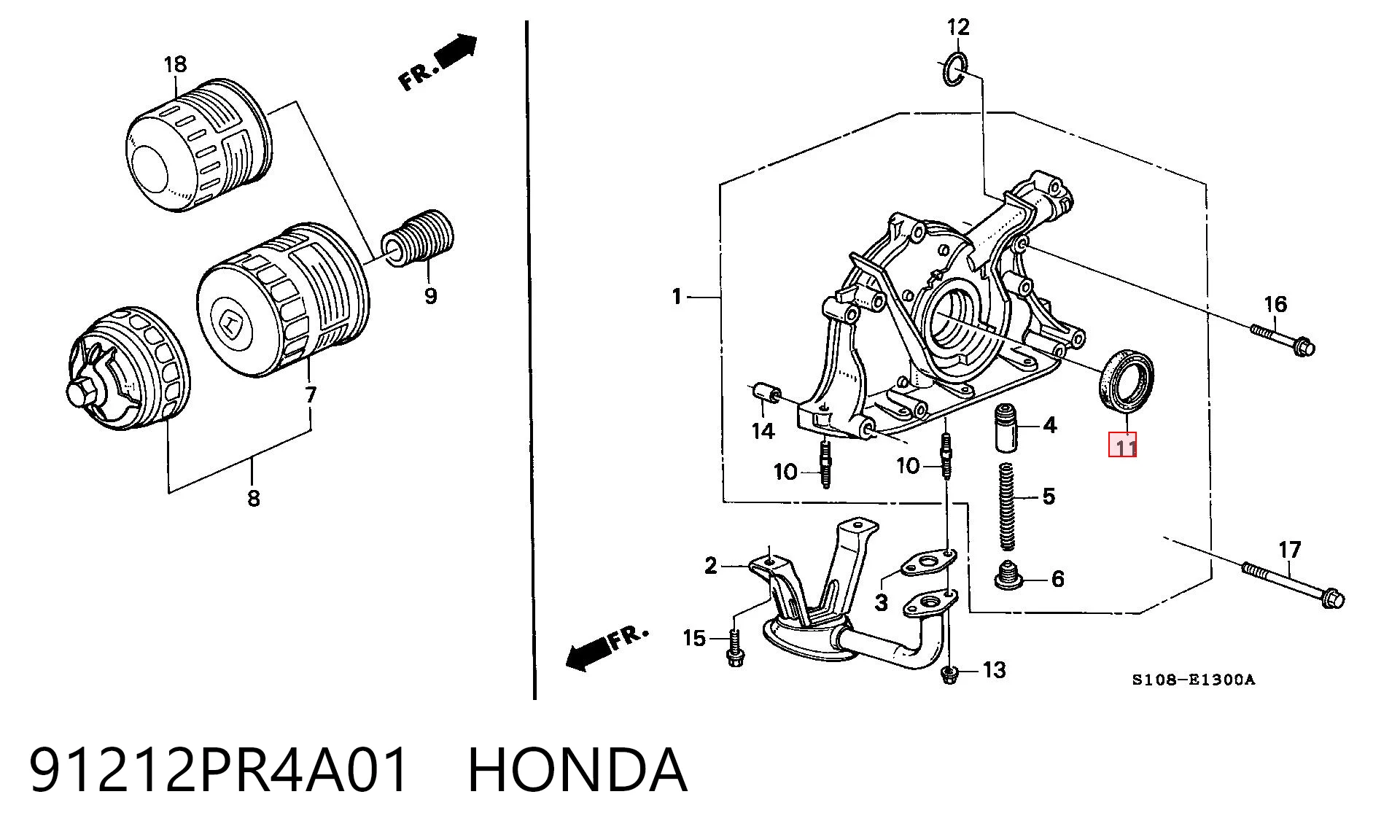 91212PR4A01 Honda Сальник коленвала двигателя, передний