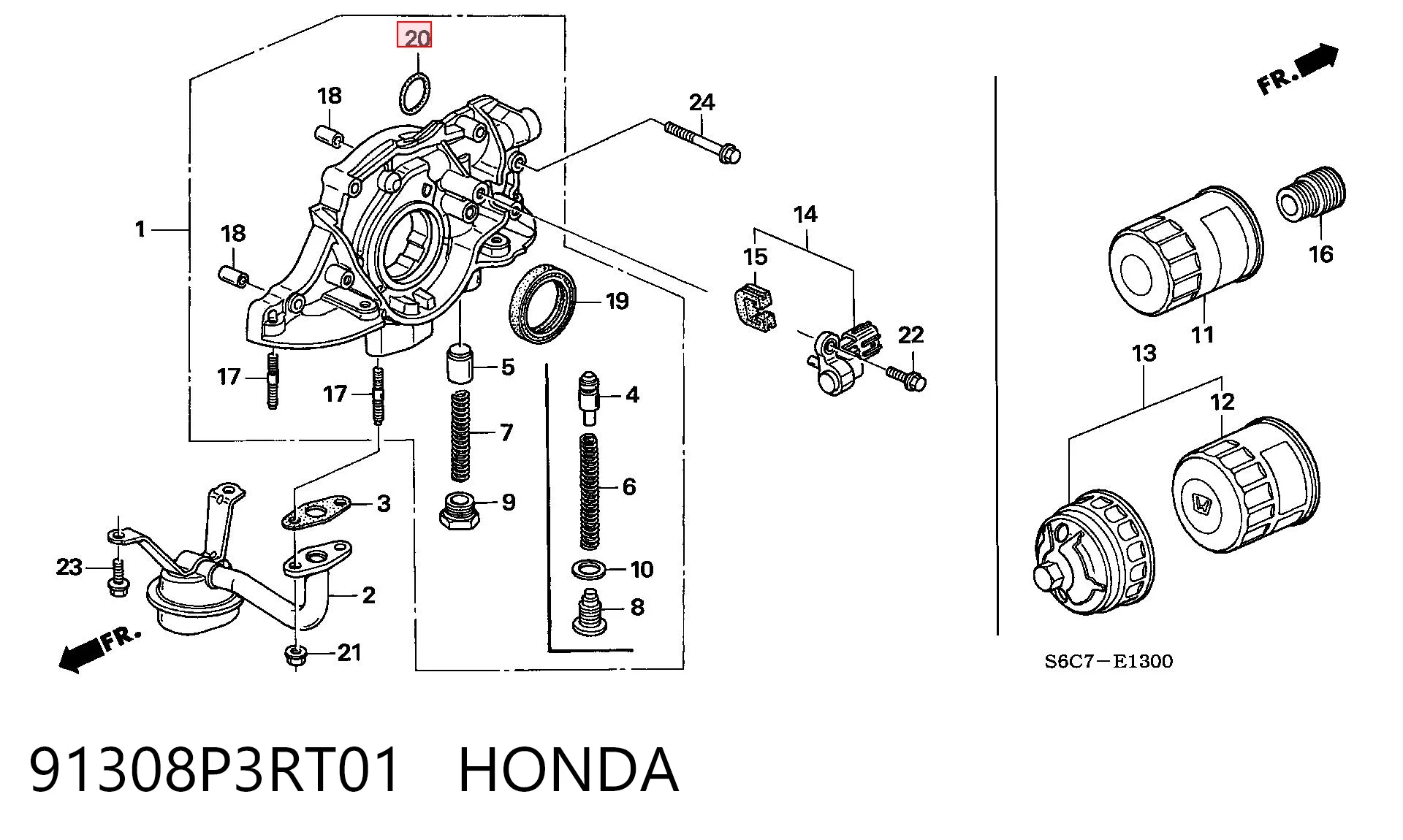 91308P3RT01 Honda Сальник масляного насоса двигателя