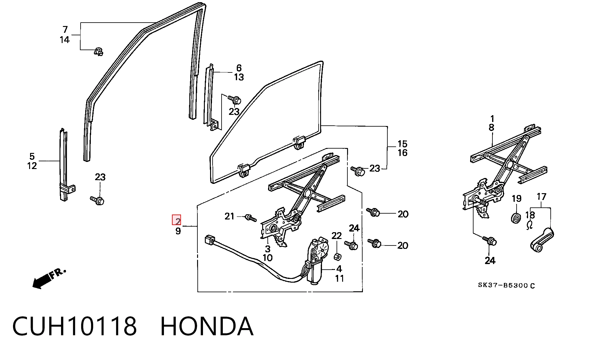 Стеклоподъемник передней правой двери Honda Concerto хэтчбек (HW) (1989 - 1995) цена, от 136.95 USD