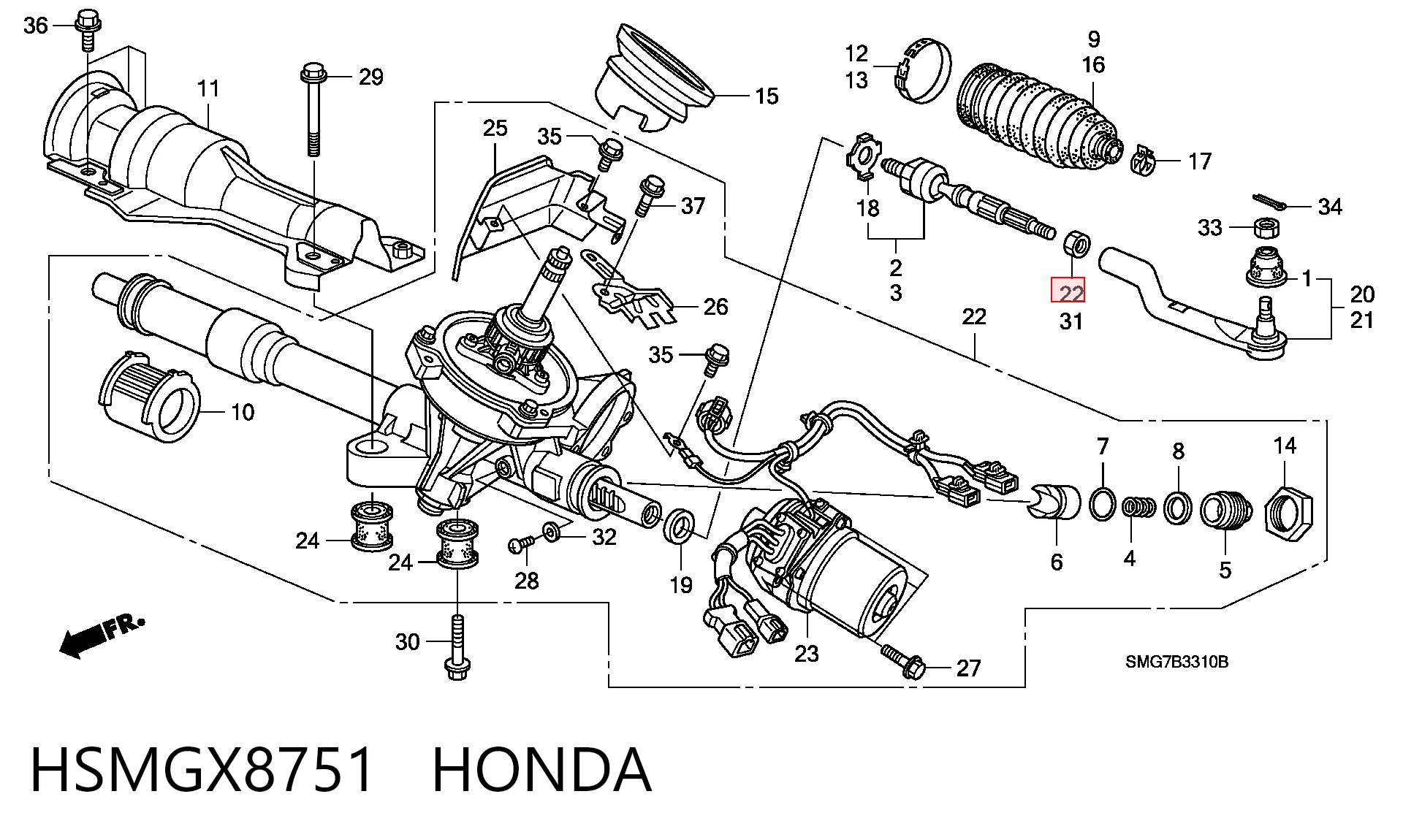 Рейка рулевая HONDA HSMGX8751