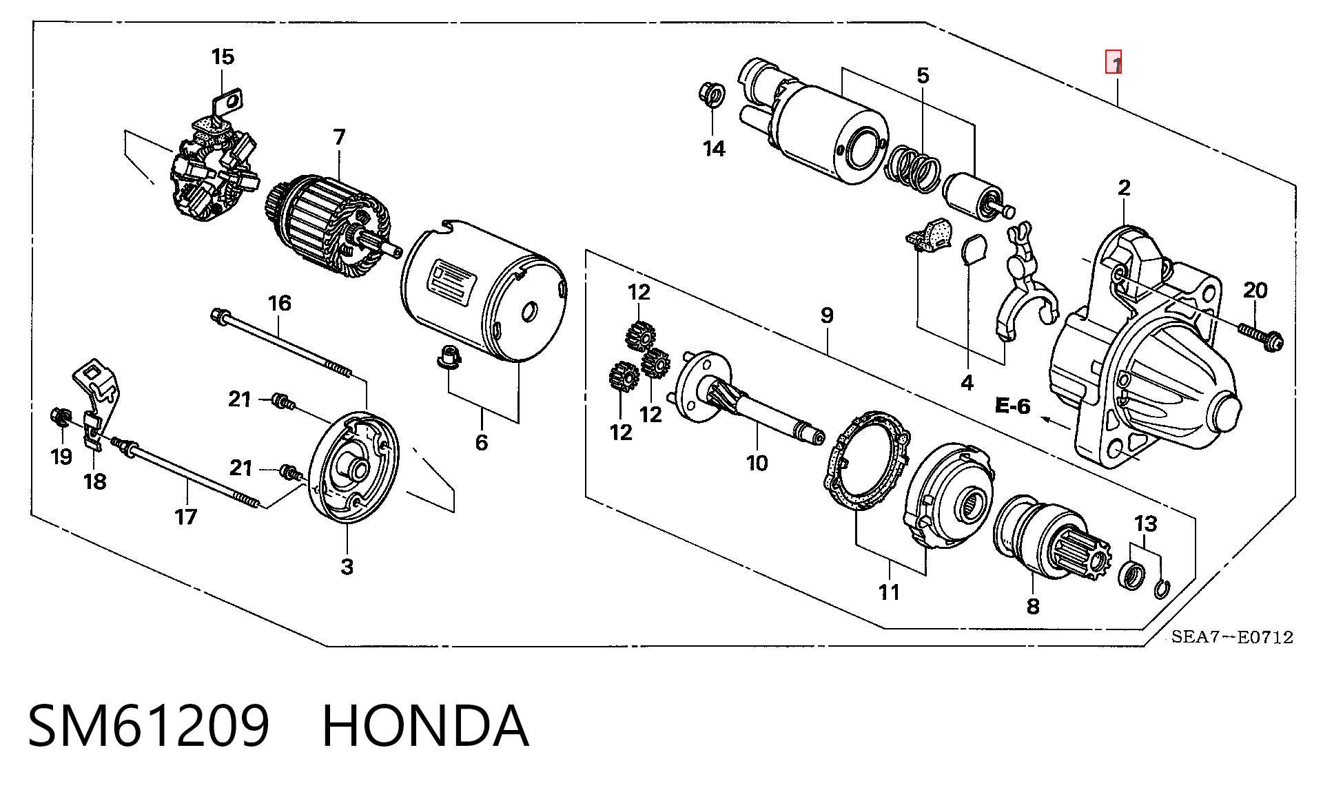 SM61209 Honda Стартер автомобиля
