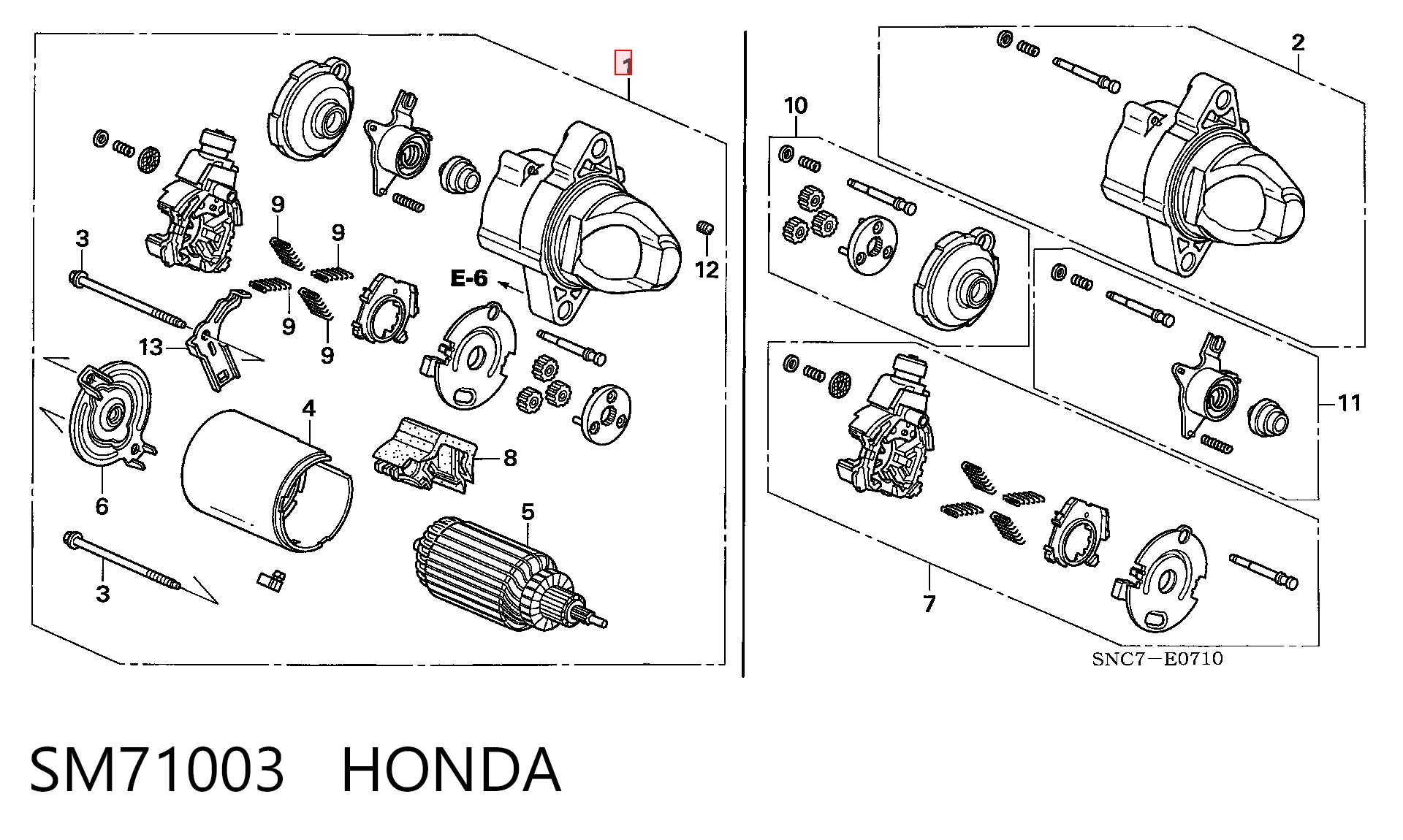 SM71003 Honda Стартер автомобиля