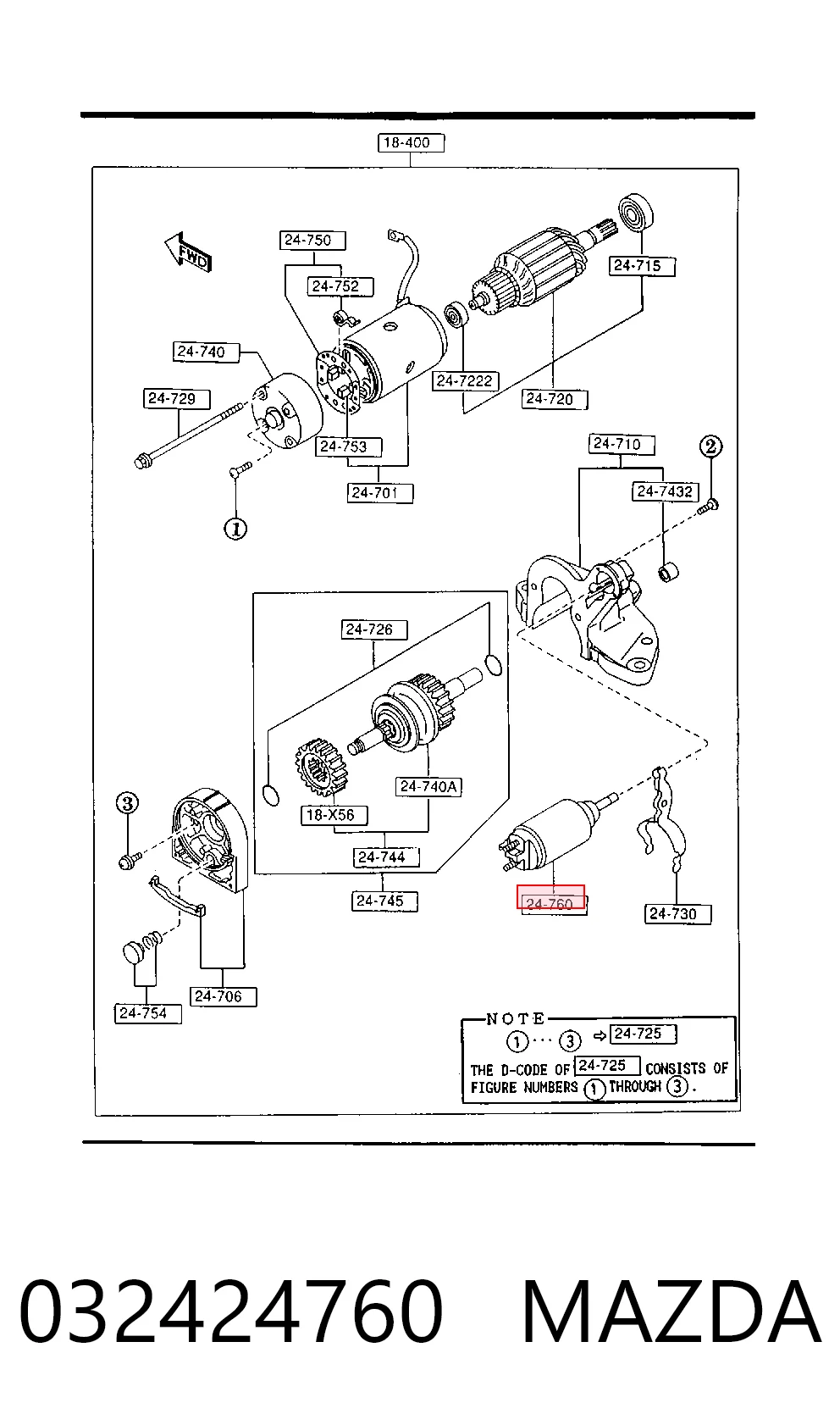 032424760 Mazda Тяговое реле стартера