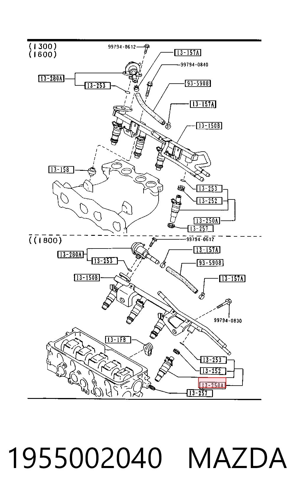 Топливные форсунки на Mazda 323 S IV BG