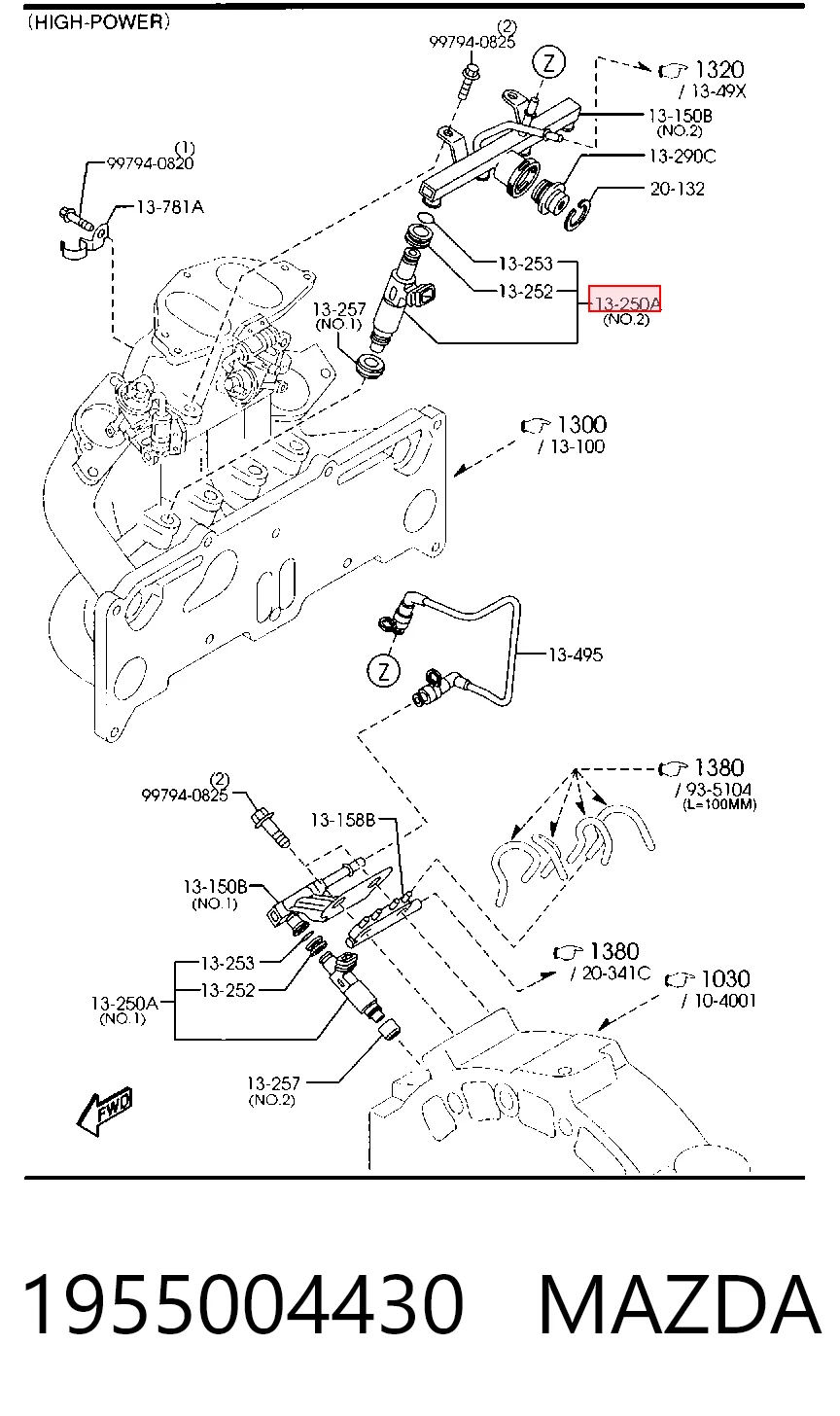 1955004430 Mazda Топливные форсунки