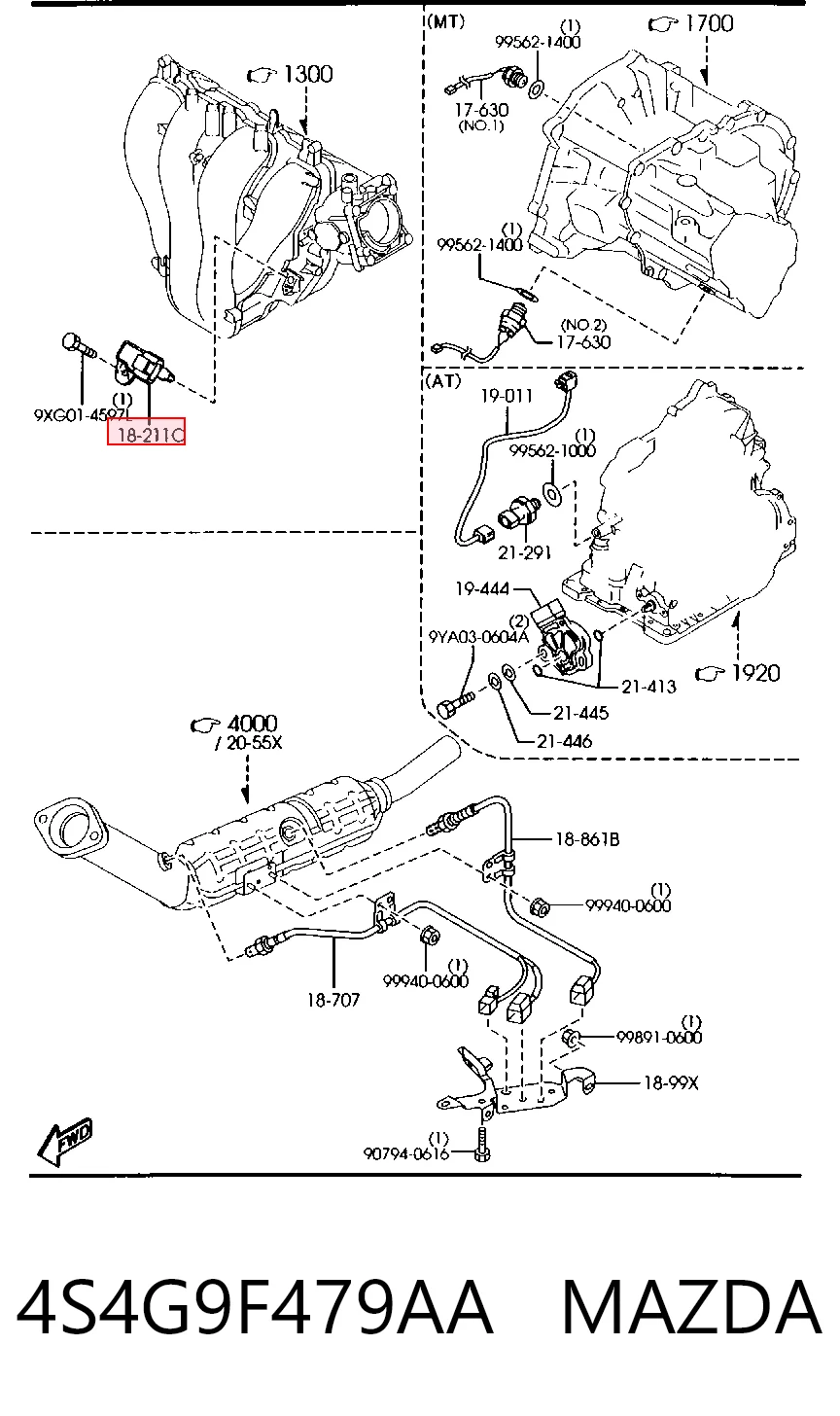 4S4G9F479AA Mazda Датчик давления воздуха