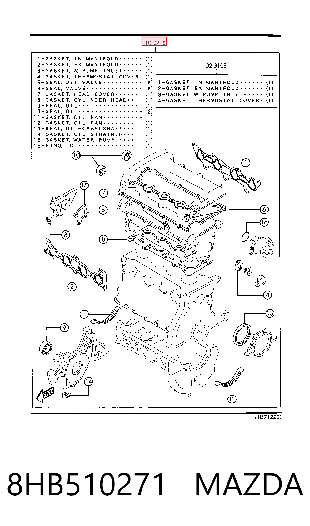 Купить 8EB510271 NIPPON MOTORS Полный комплект прокладок