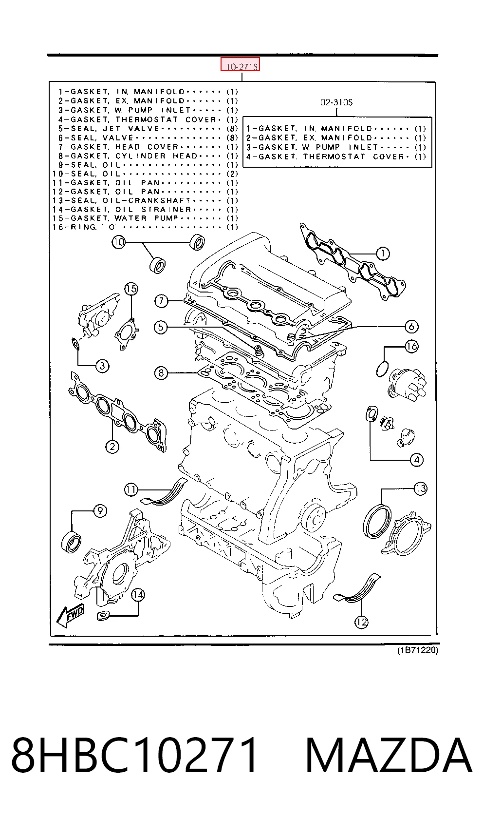 Комплект прокладок 8EB510271 NIPPON MOTORS