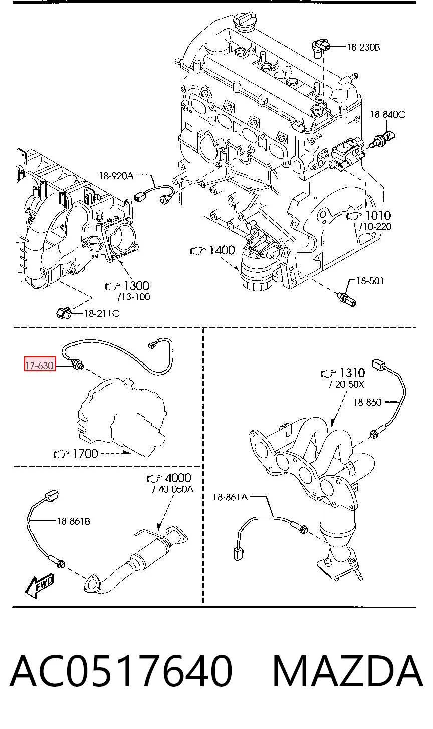 AC0517640 Mazda Датчик включения фонарей заднего хода