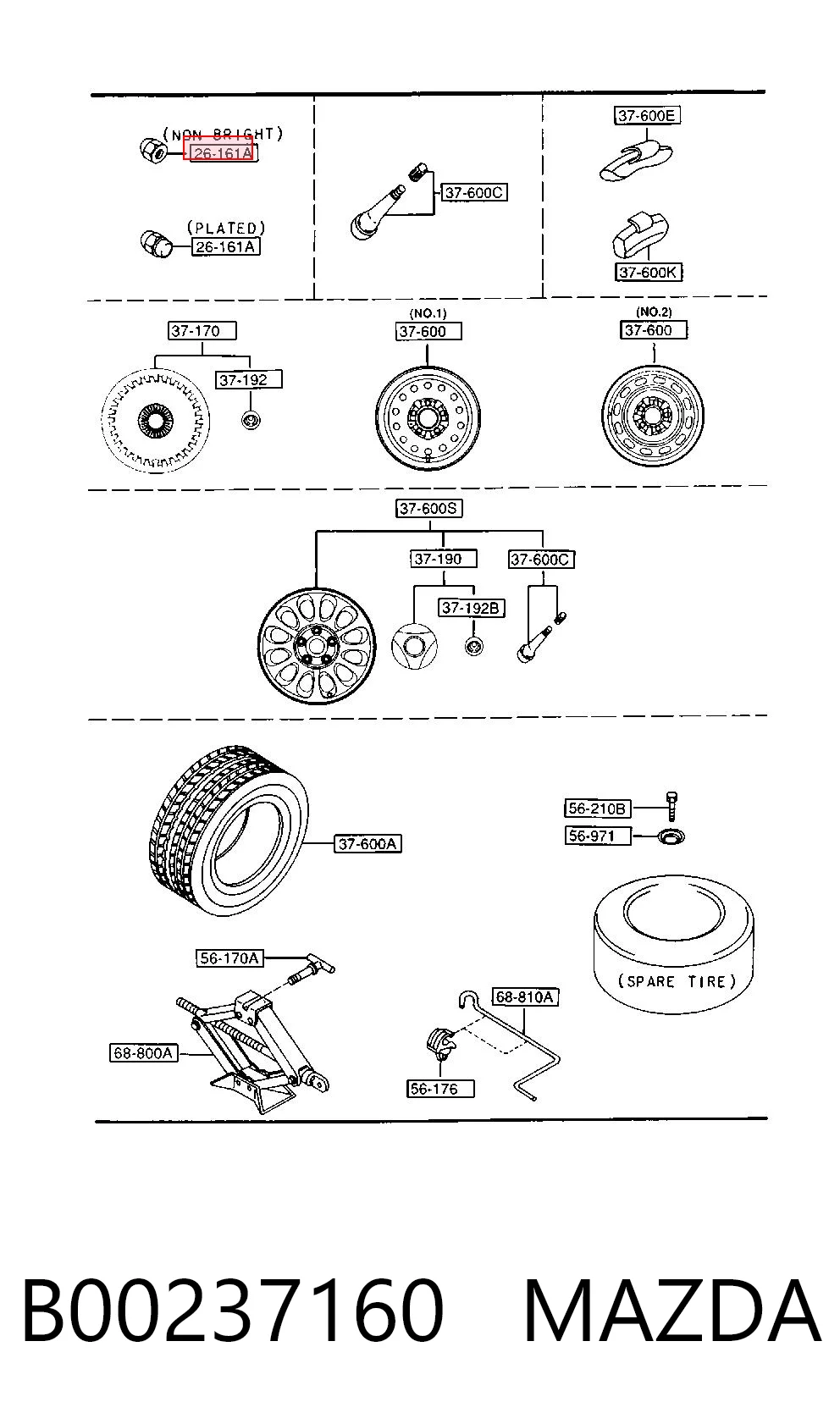 B00237160 Mazda Гайка колеса