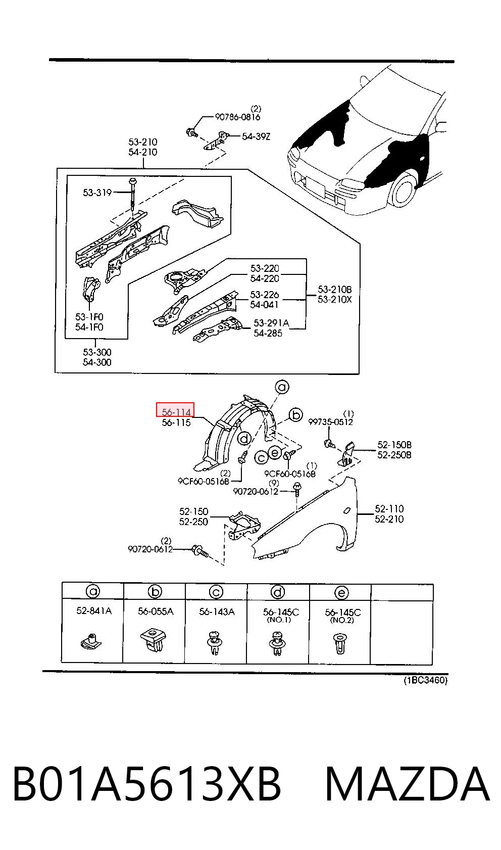 Подкрыльник переднего крыла, правый на Mazda 323 F V BA