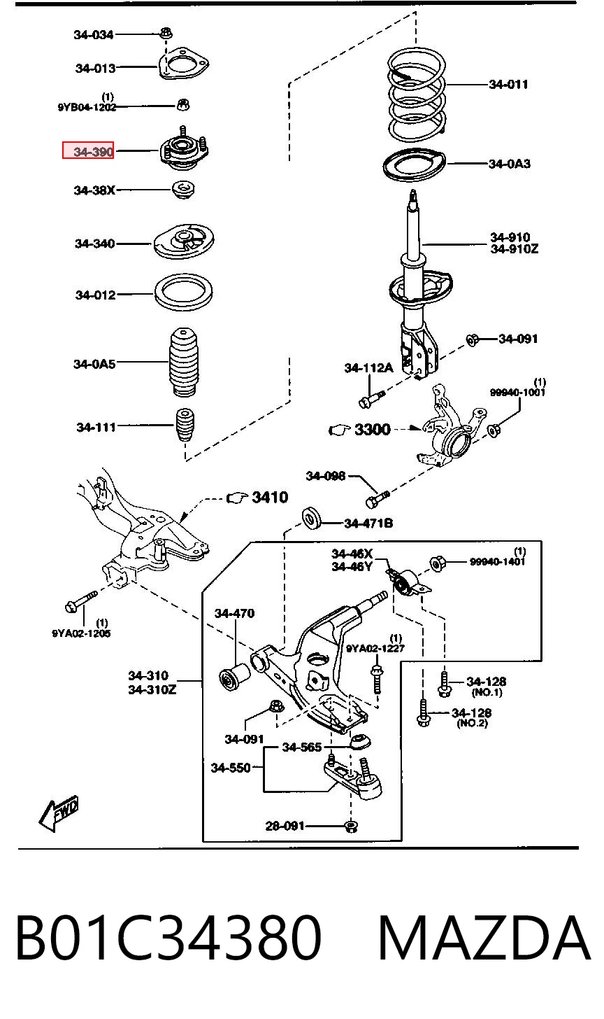 Опора передней стойки Japan Cars A73011