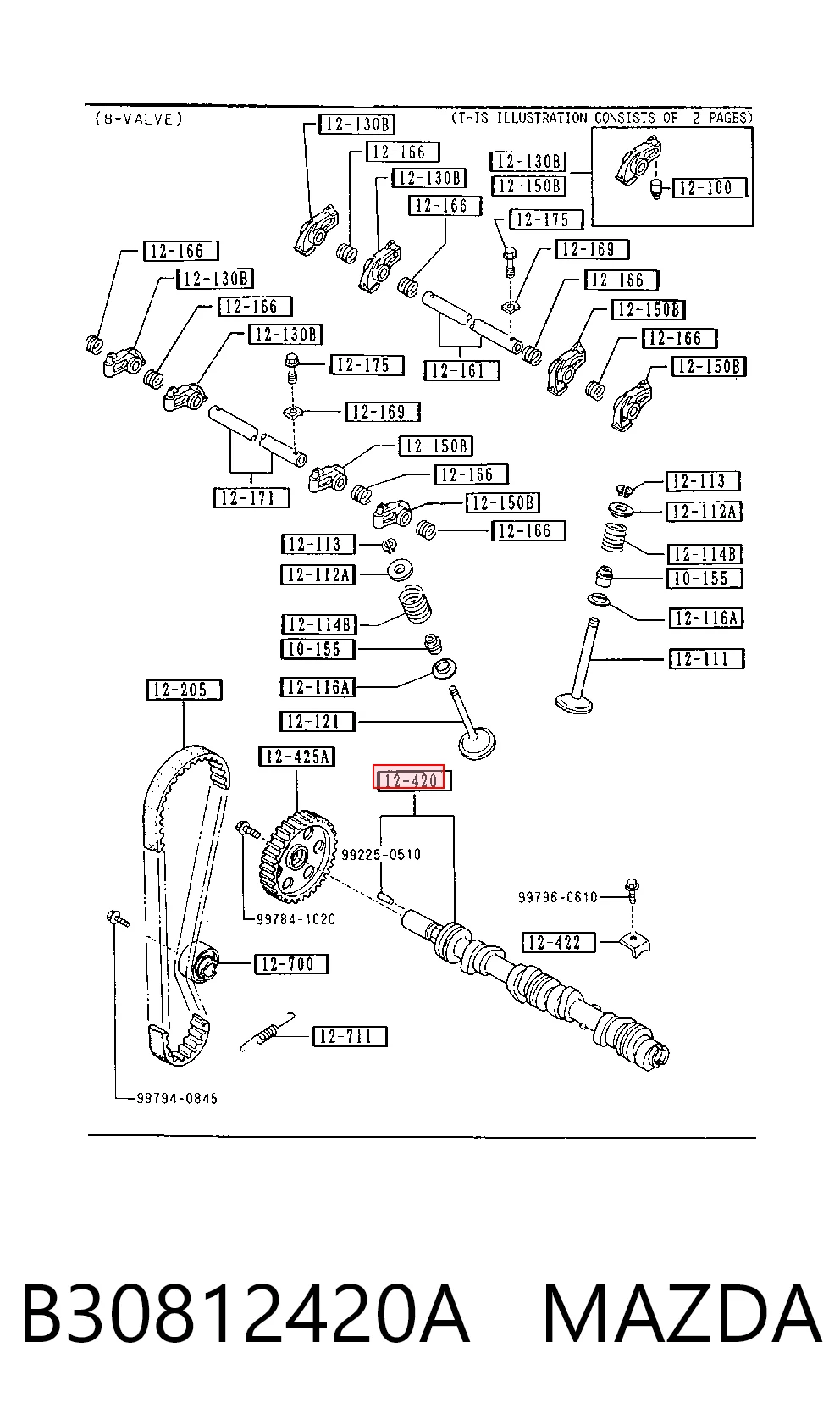 Распредвал двигателя на Mazda 323 III BF