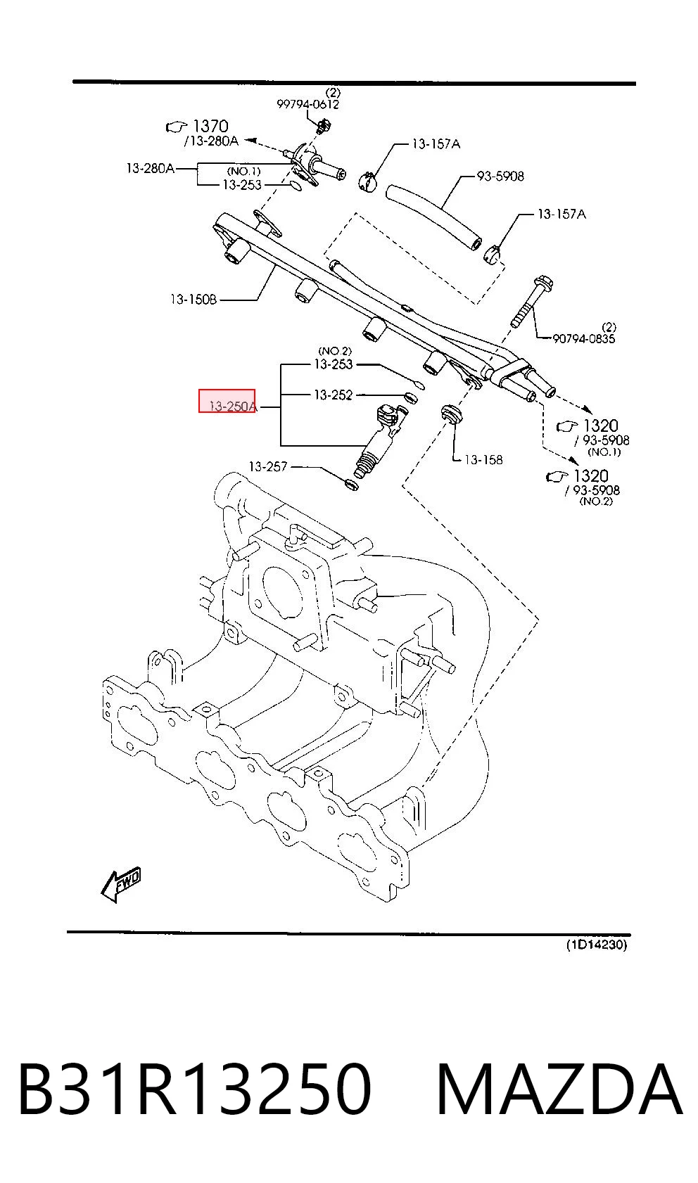 B31R13250 Mazda Топливные форсунки