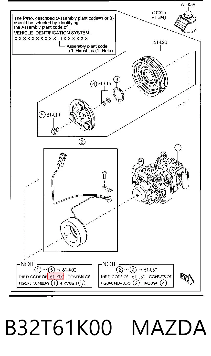 B32T61K00 Mazda Компрессор хладагента
