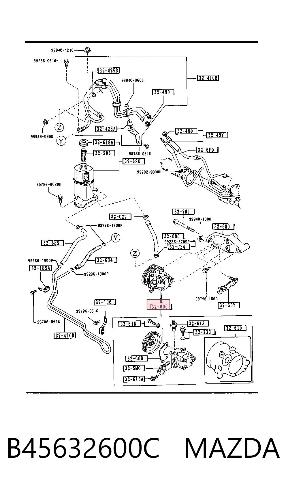 ГУР руля на Mazda 323 S IV BG