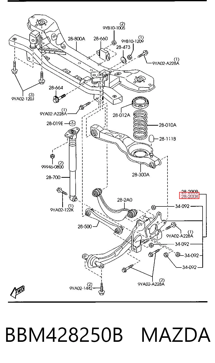 BBM428250B Mazda Цапфа левая