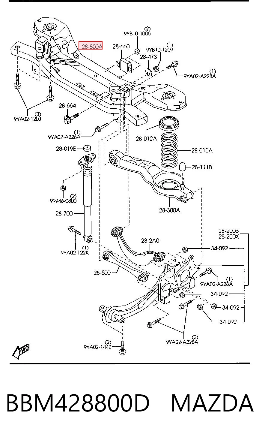 Подрамник задней подвески на Mazda 3  BL