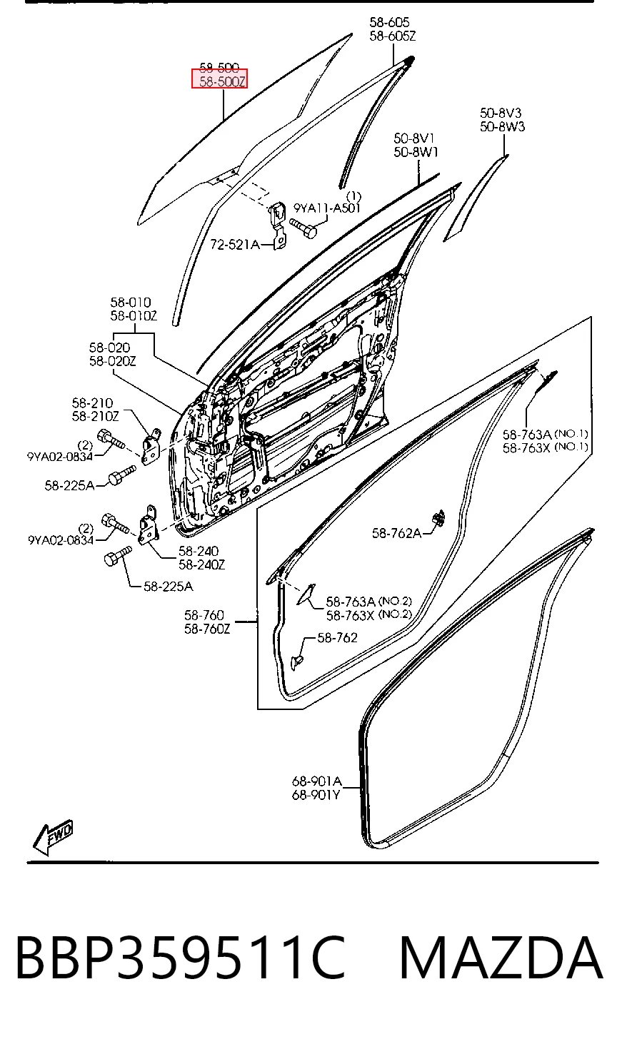 GS4418D301 XYG Стекло двери передней левой