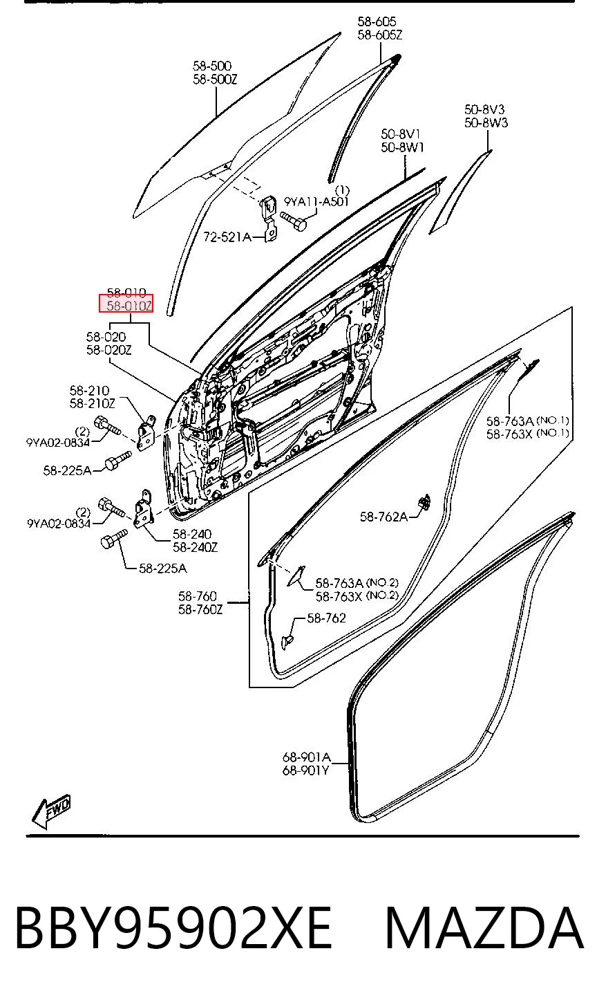 Передняя левая дверь Mazda 3 хэтчбек (BL) (2009 - 2013) цена, от 196.44 USD