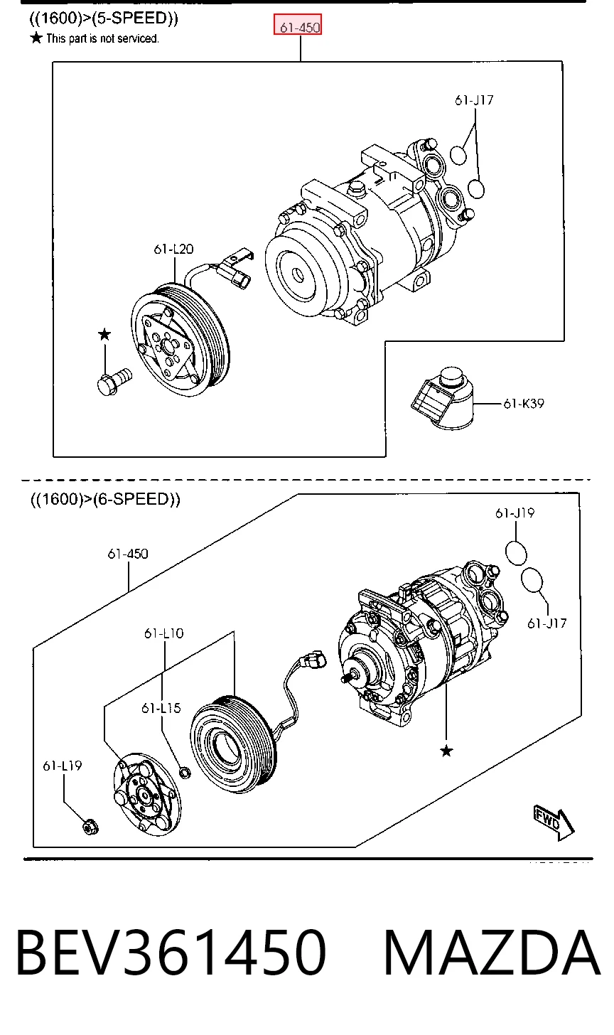 BEV361450 Mazda Компрессор хладагента