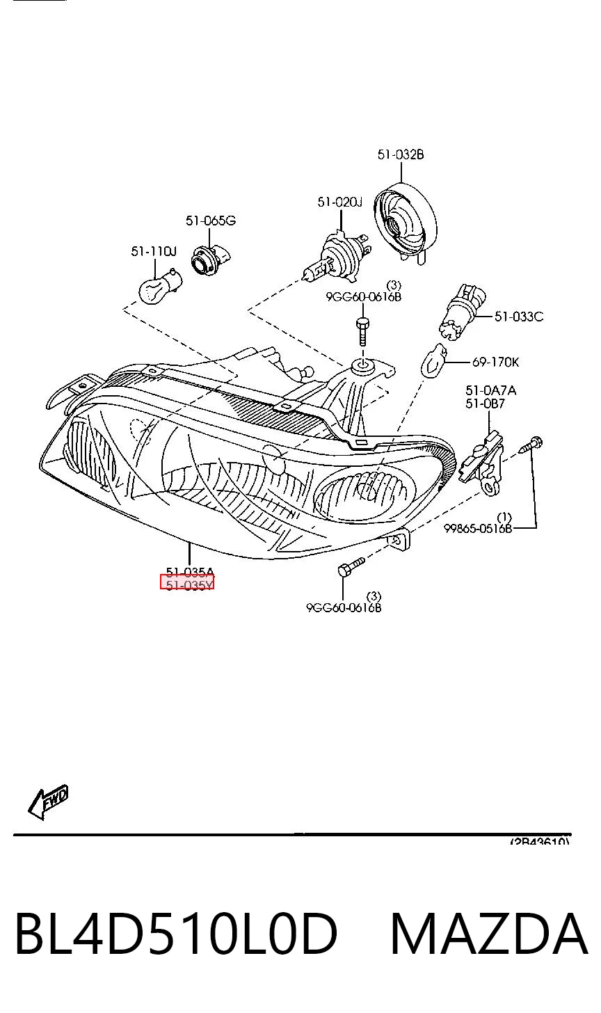 Фара левая MAZDA BL4D510L0D