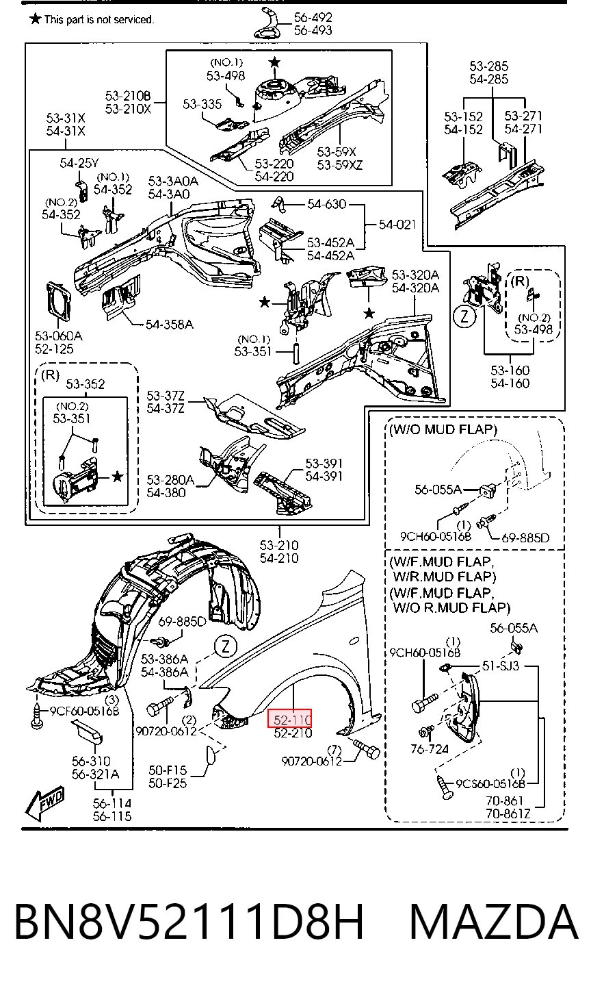 Боковая часть передняя правая Mazda 3 седан (BK12) (2004 - 2006) цена, от 34.18 USD