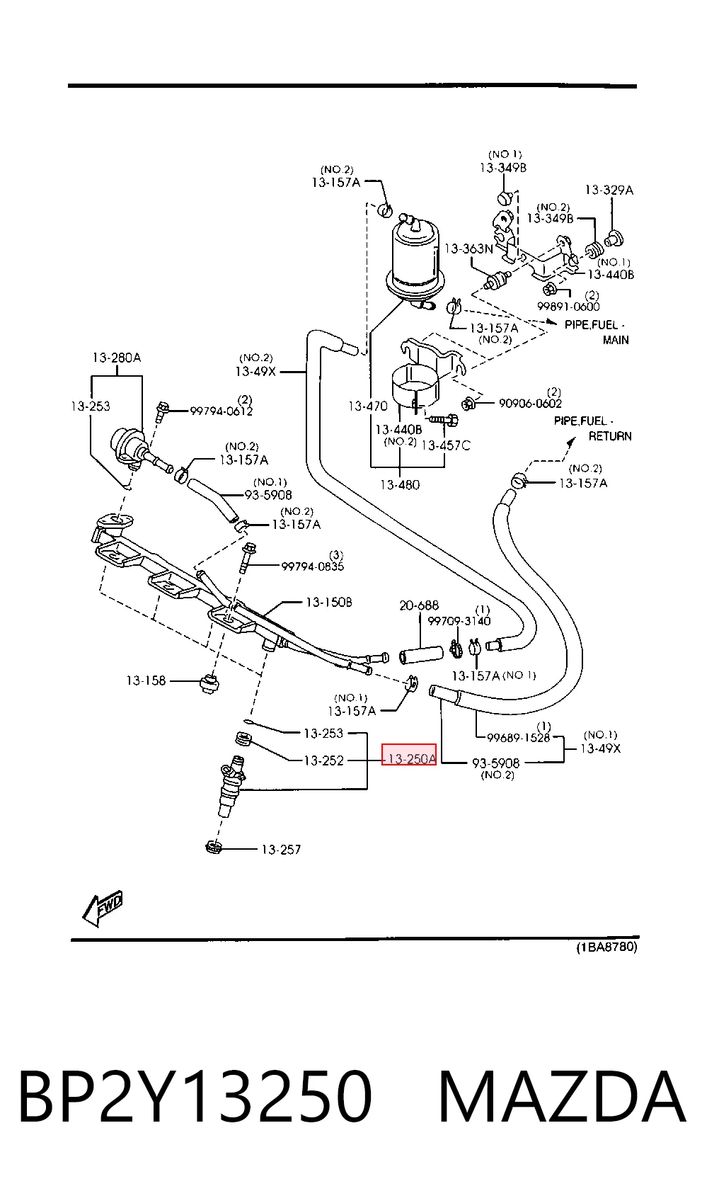 BP2Y13250 Mazda Топливные форсунки