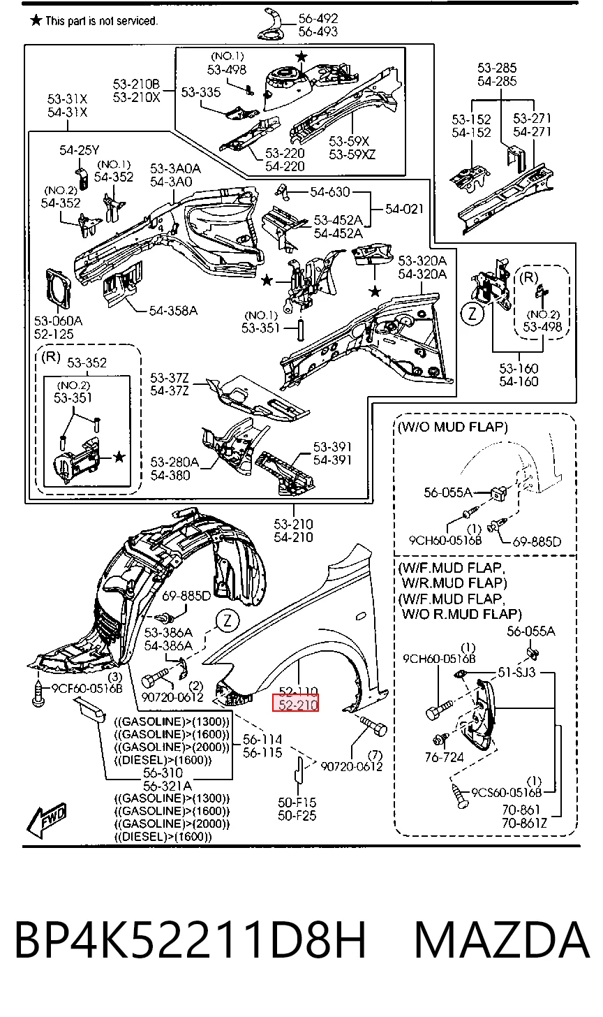 Крыло переднее левое Mazda 3 хэтчбек (BK) (2003 - 2009) цена, от 47.07 USD