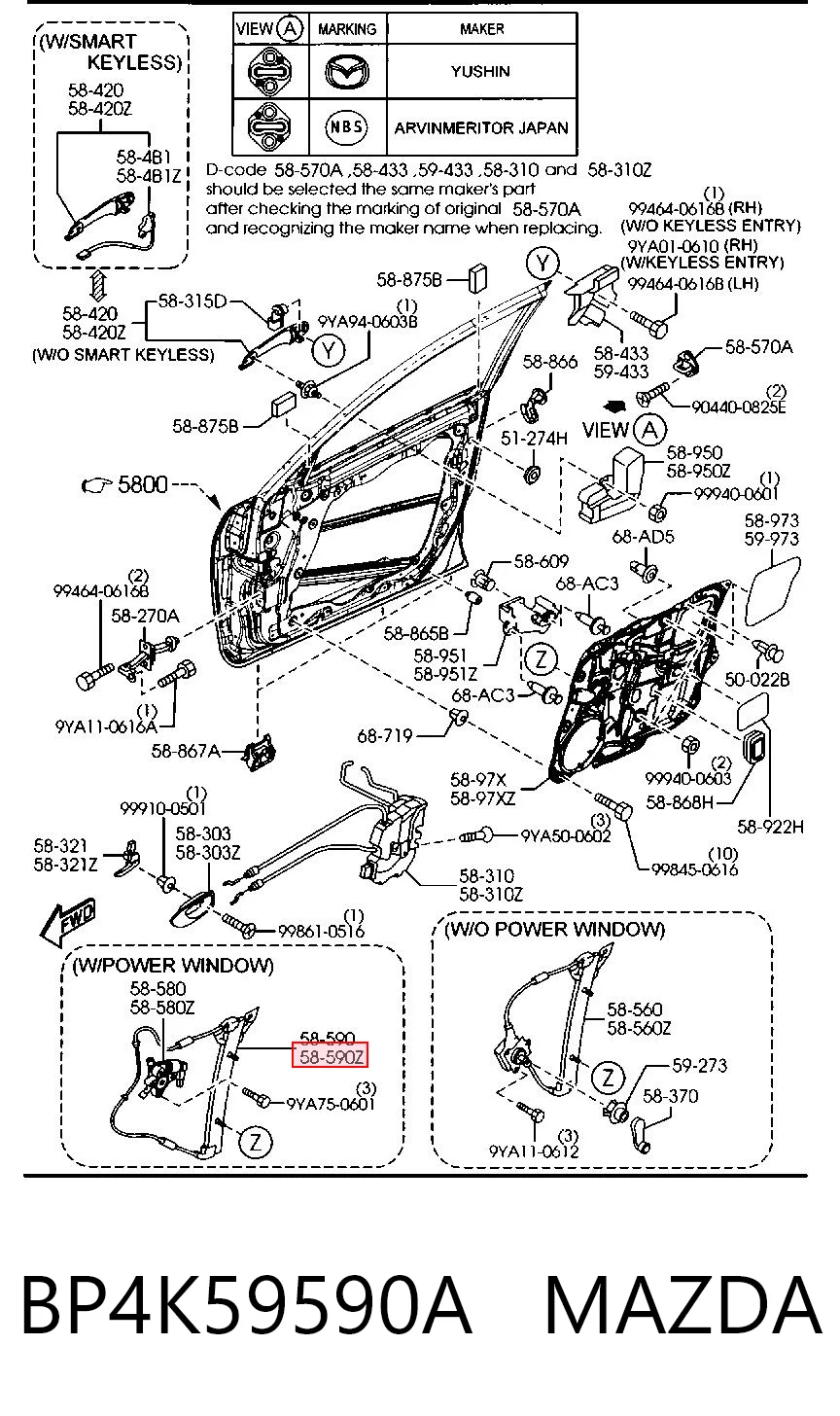 Механизм стеклоподъемника передней левой двери на Mazda 3  BK12