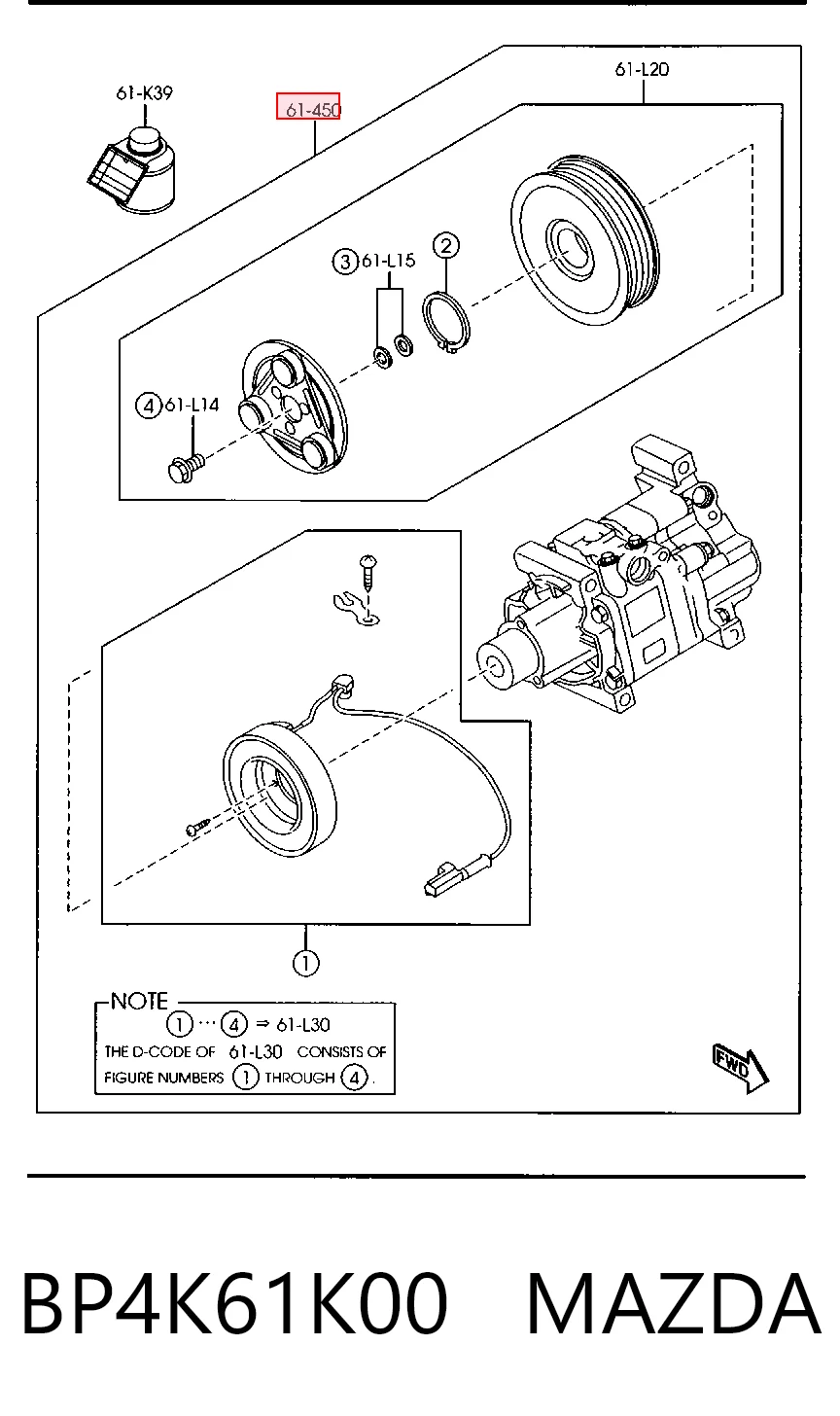 BP4K61K00 Mazda Компрессор хладагента