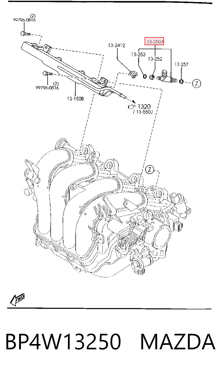 BP4W13250 Mazda Топливные форсунки