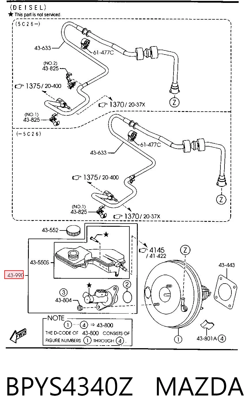 BPYS4340Z Mazda Цилиндр тормозной, главный
