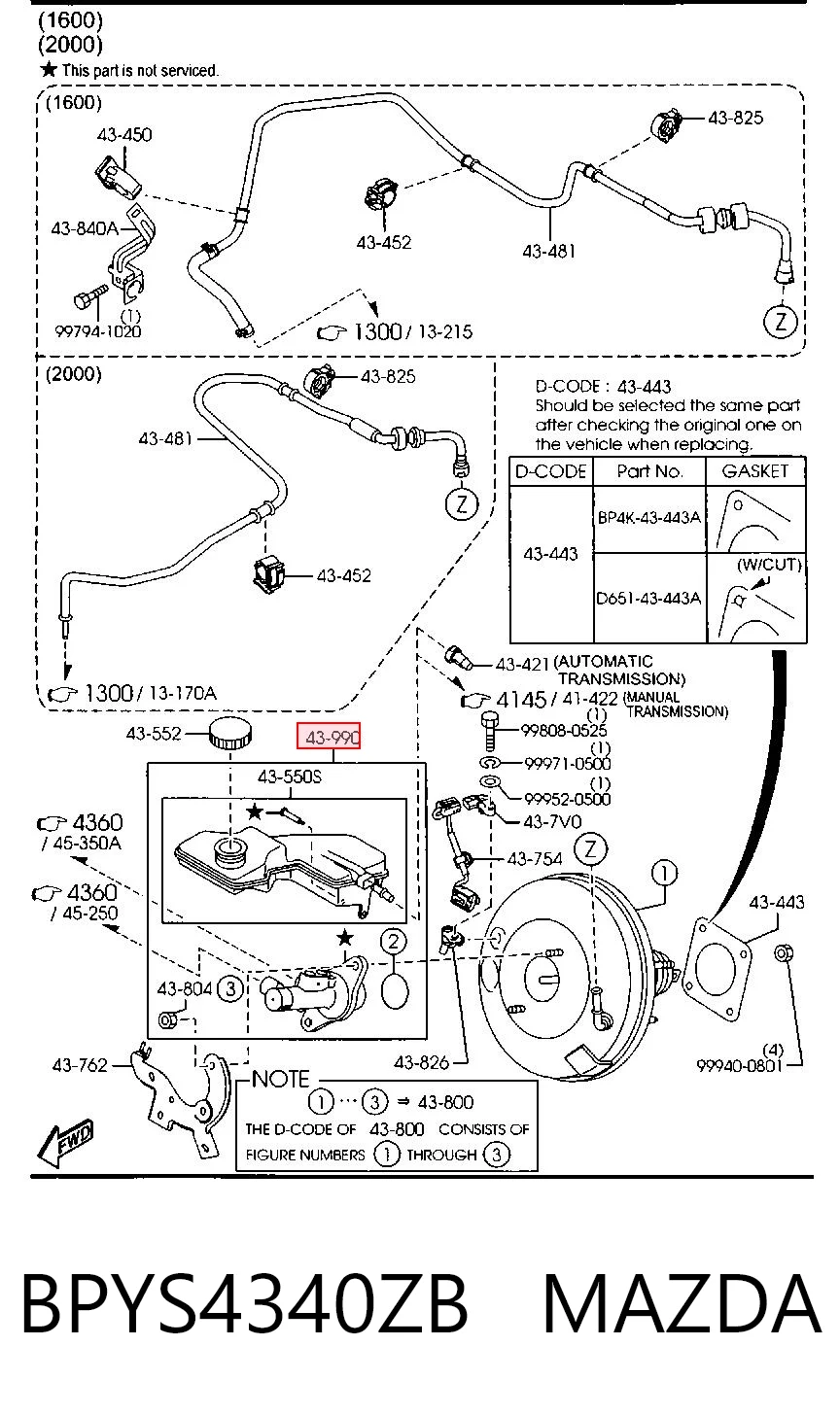 BPYS4340ZB Mazda Цилиндр тормозной, главный