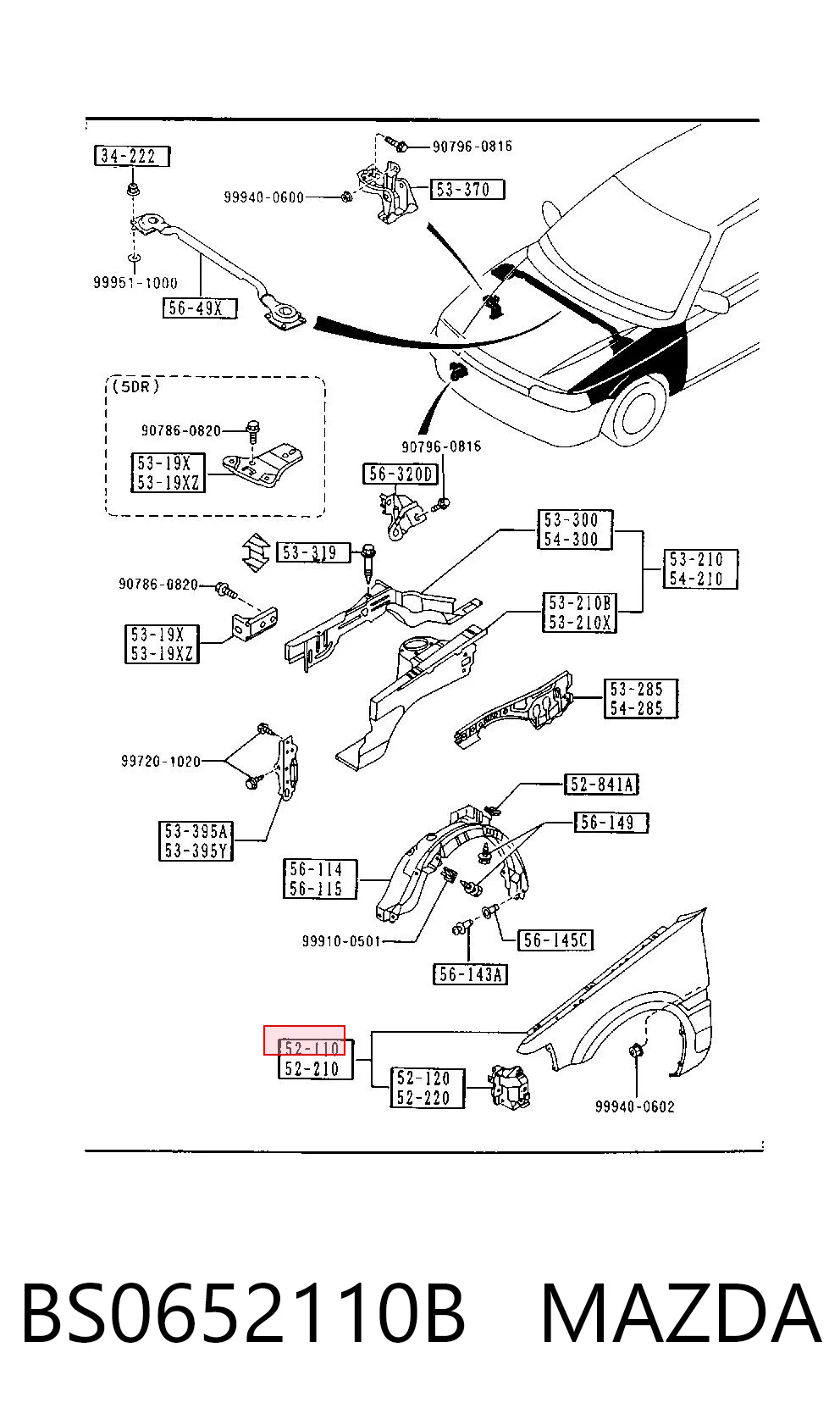 Переднее правое крыло на Mazda 323 S IV BG