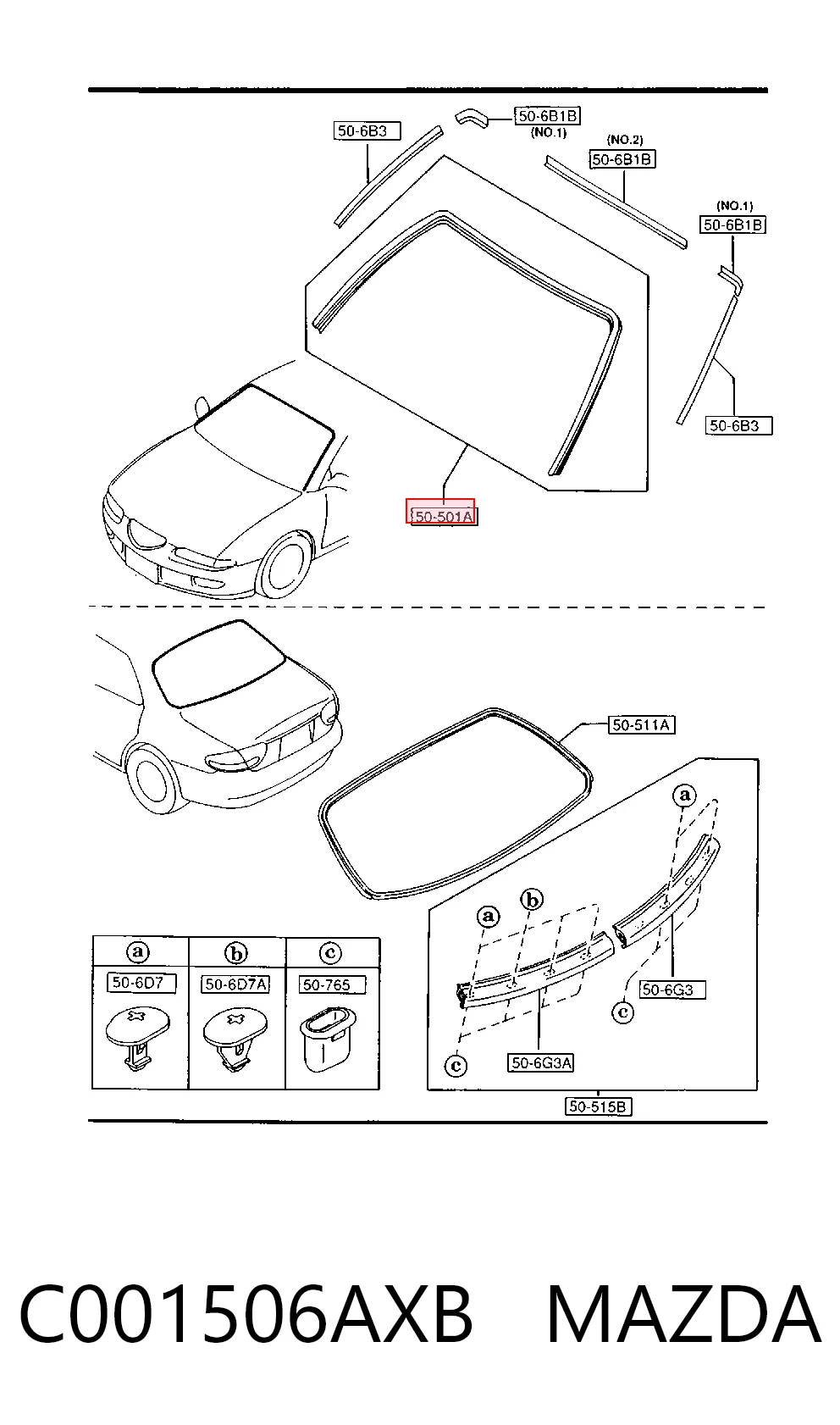 Молдинг лобового стекла Mazda Xedos 6 CA