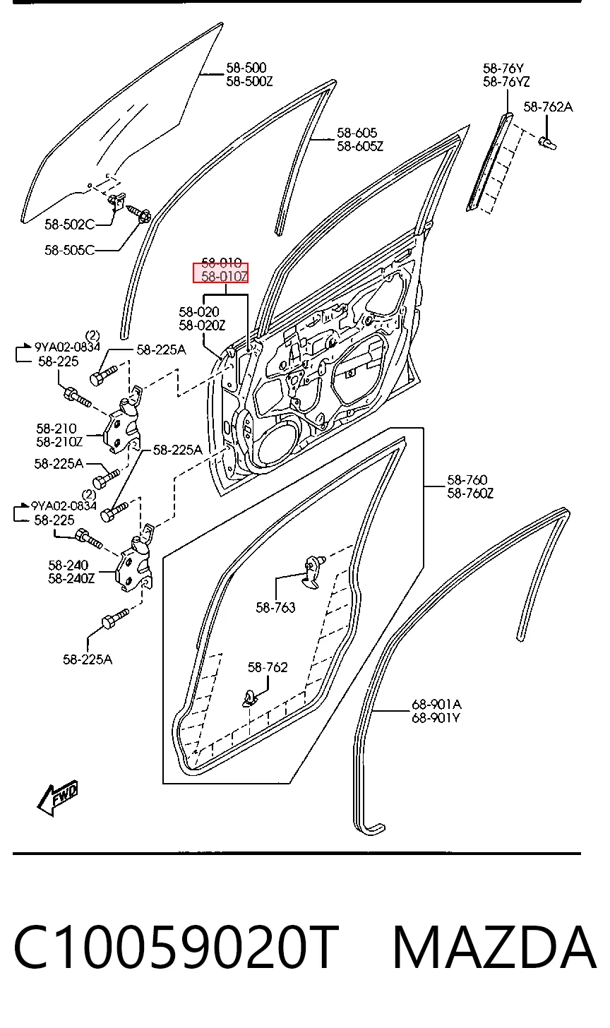 Водительская дверь на Mazda Premacy  CP
